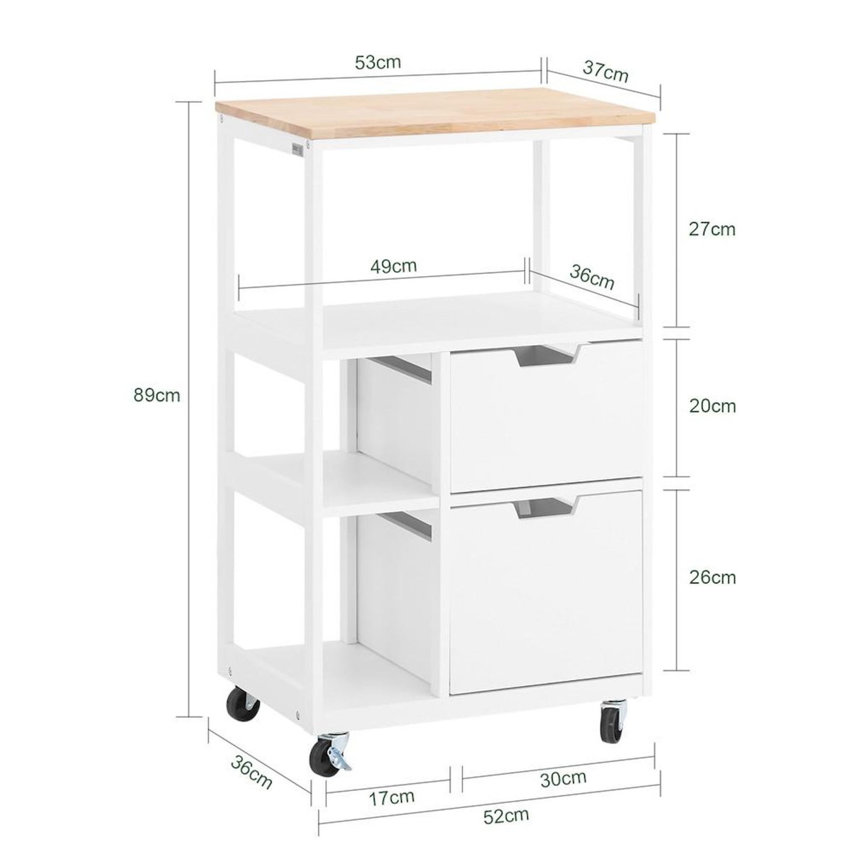 SOBUY SoBuy - Chariot De Cuisine à deux tiroirs - Industriel - FKW111