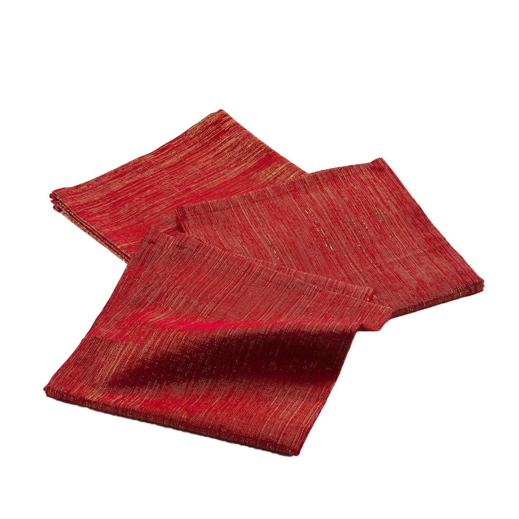 Douceur d'Intérieur Lot de 3 serviettes fils métallisés 40 x 40 cm - rouge et or