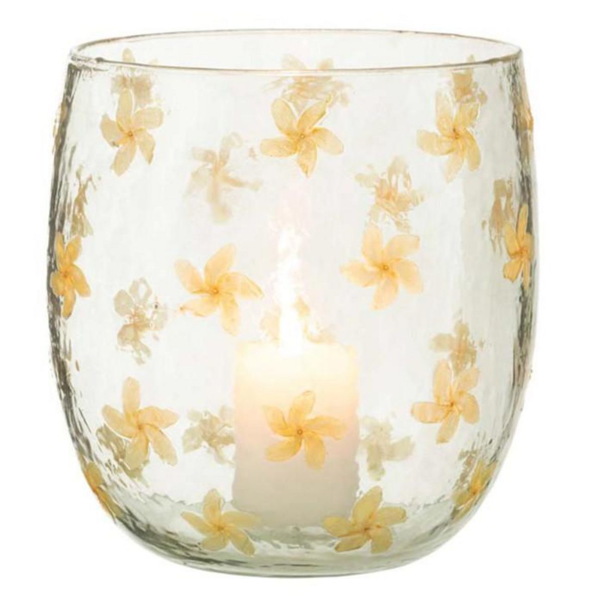 Paris Prix Photophore Design en Verre  Fleurs  20cm Jaune