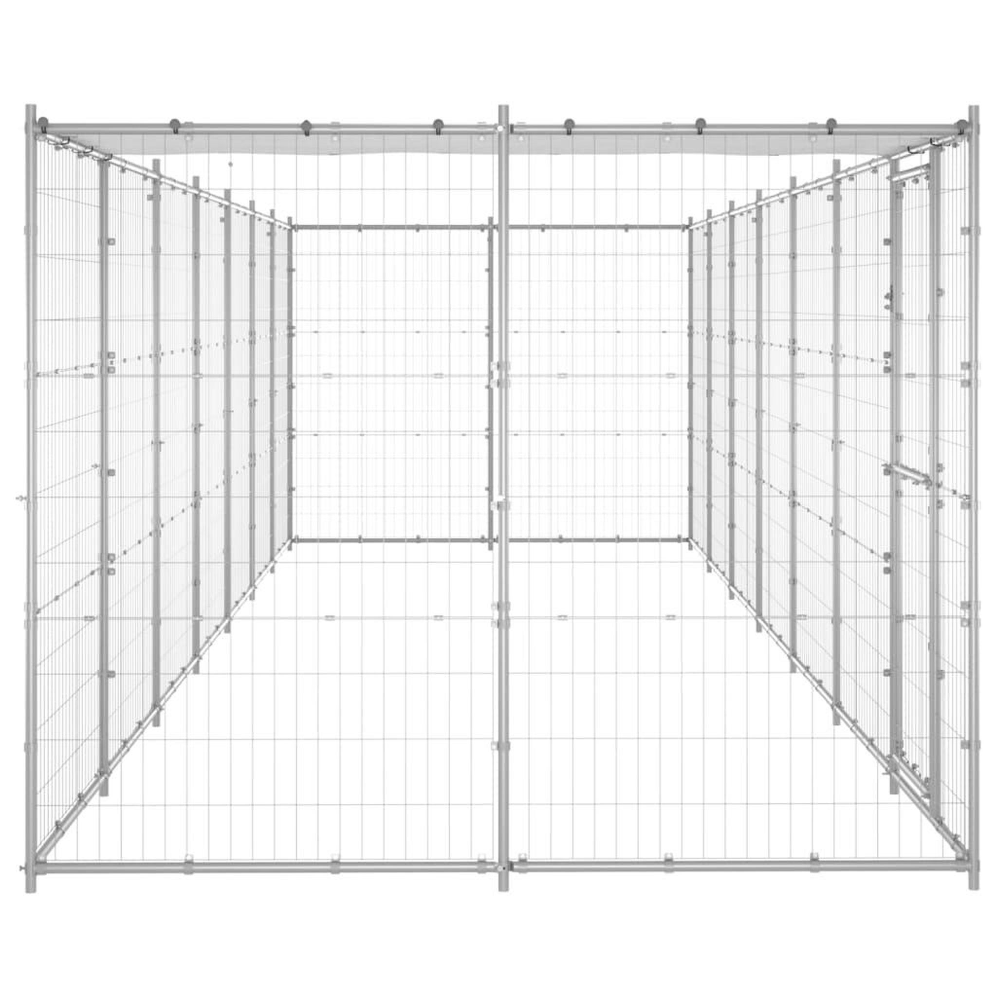 Voir la diapositive 3 : VIDAXL Chenil exterieur Acier galvanise avec toit 16,94 m²