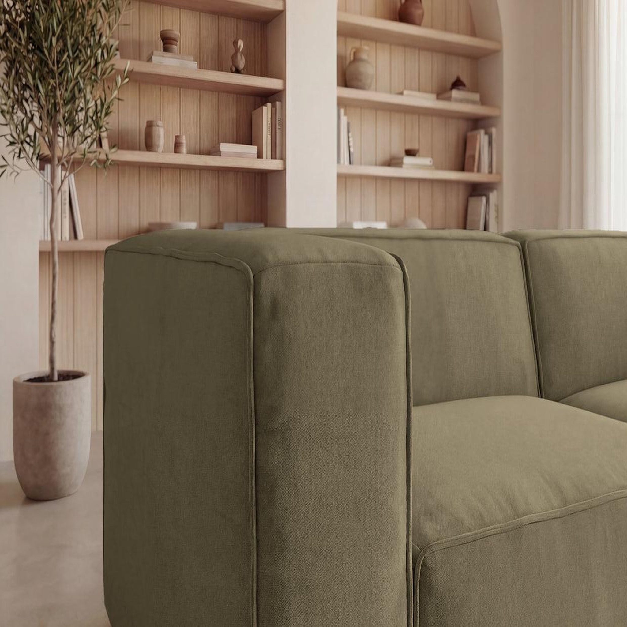 Voir la diapositive 5 : CASANOVA PARIS Basil - canapé droit tissu lisse 3 places