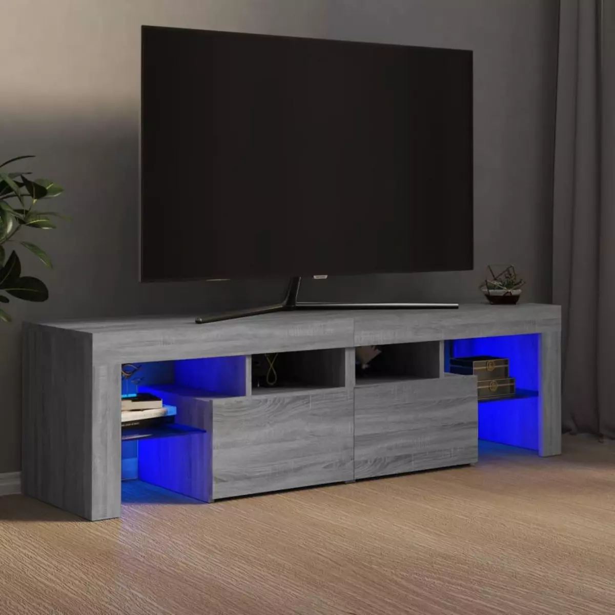 VIDAXL Meuble TV avec lumieres LED Sonoma gris 140x36,5x40 cm