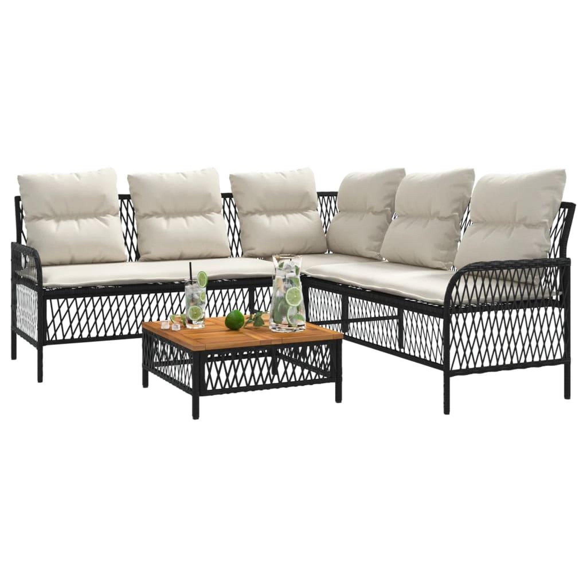 Voir la diapositive 4 : VIDAXL Canapes de jardin 2 pcs avec coussins Noir Resine tressee