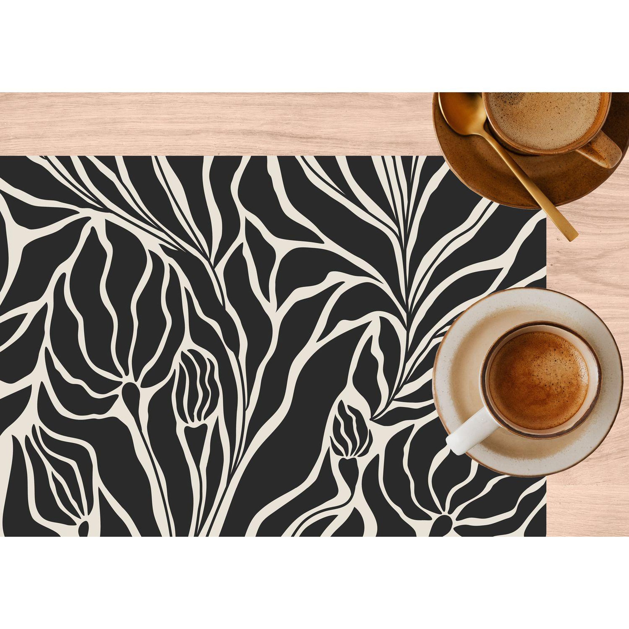 Voir la diapositive 2 : TOILINUX Lot de 6 sets de table lilith - 28 x 43 cm - noir et blanc