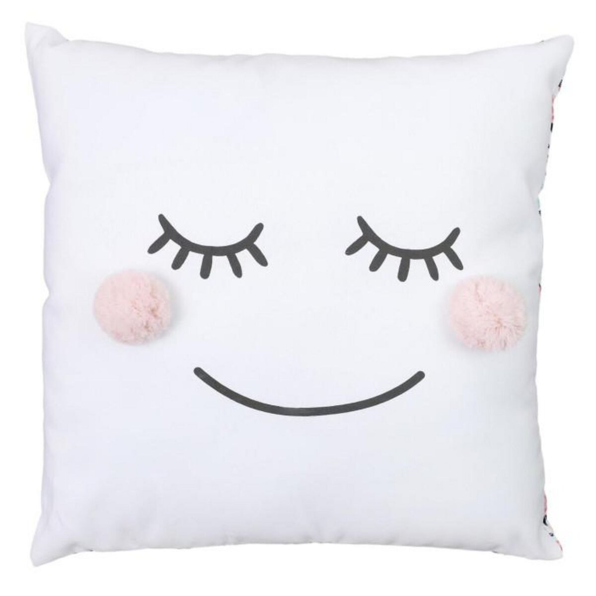 Paris Prix Coussin Déco Enfant  Pompon  40x40cm Blanc