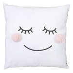 Paris Prix Coussin Déco Enfant  Pompon  40x40cm Blanc