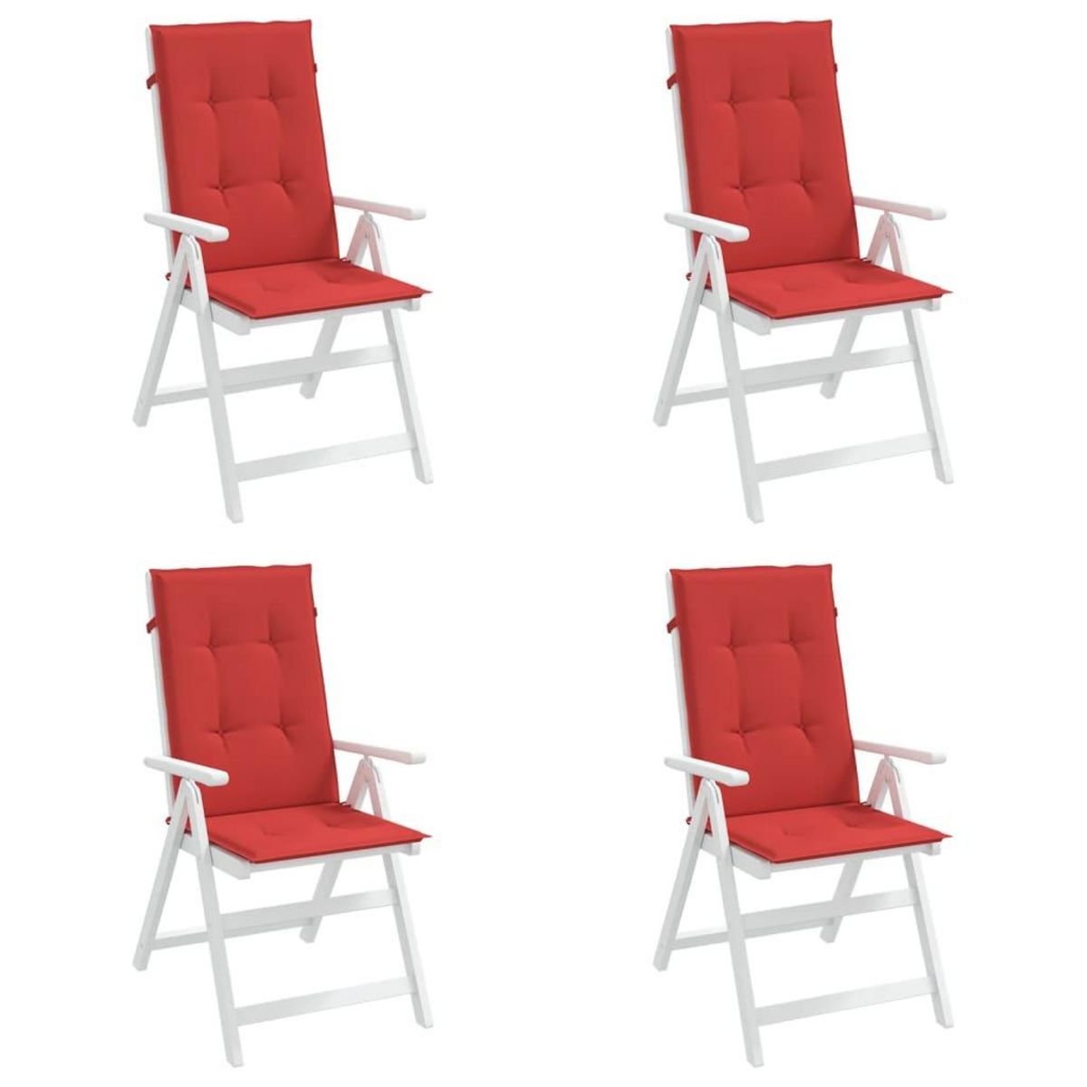 VIDAXL Coussins de chaise de jardin dossier haut lot de 4 rouge tissu