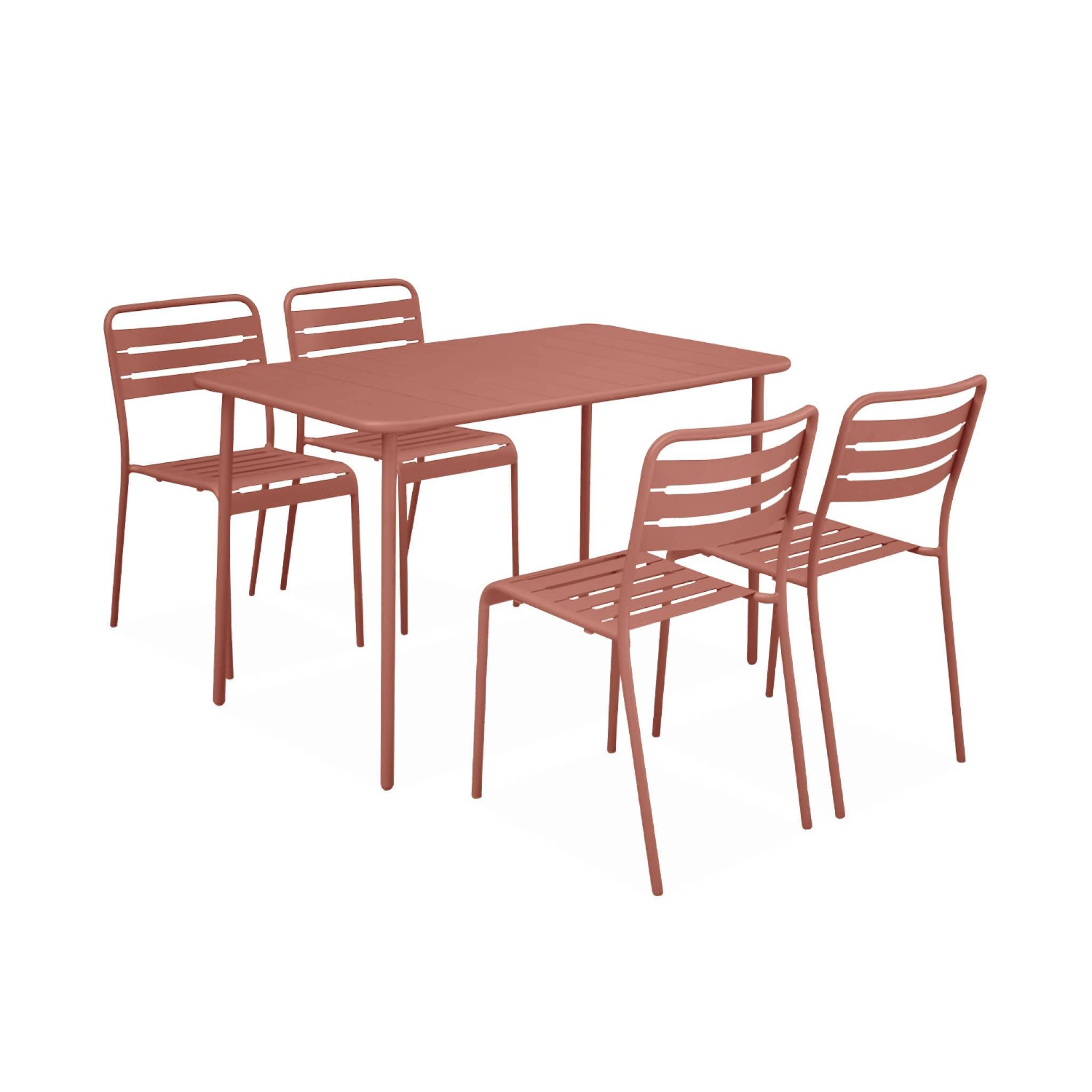Voir la diapositive 4 : SWEEEK Table de jardin métal 4 places, Amelia L 120 x 70 x 72,5cm