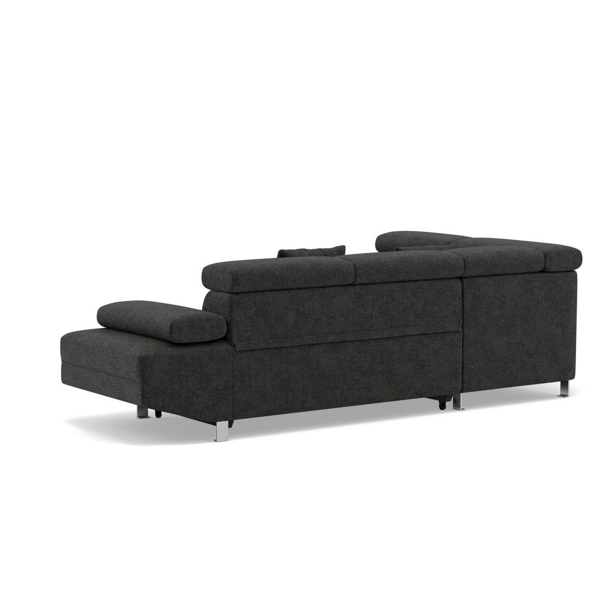 BEST MOBILIER Margaux - canapé d'angle gauche 5 places convertible avec coffre et têtières réglables en velours texturé
