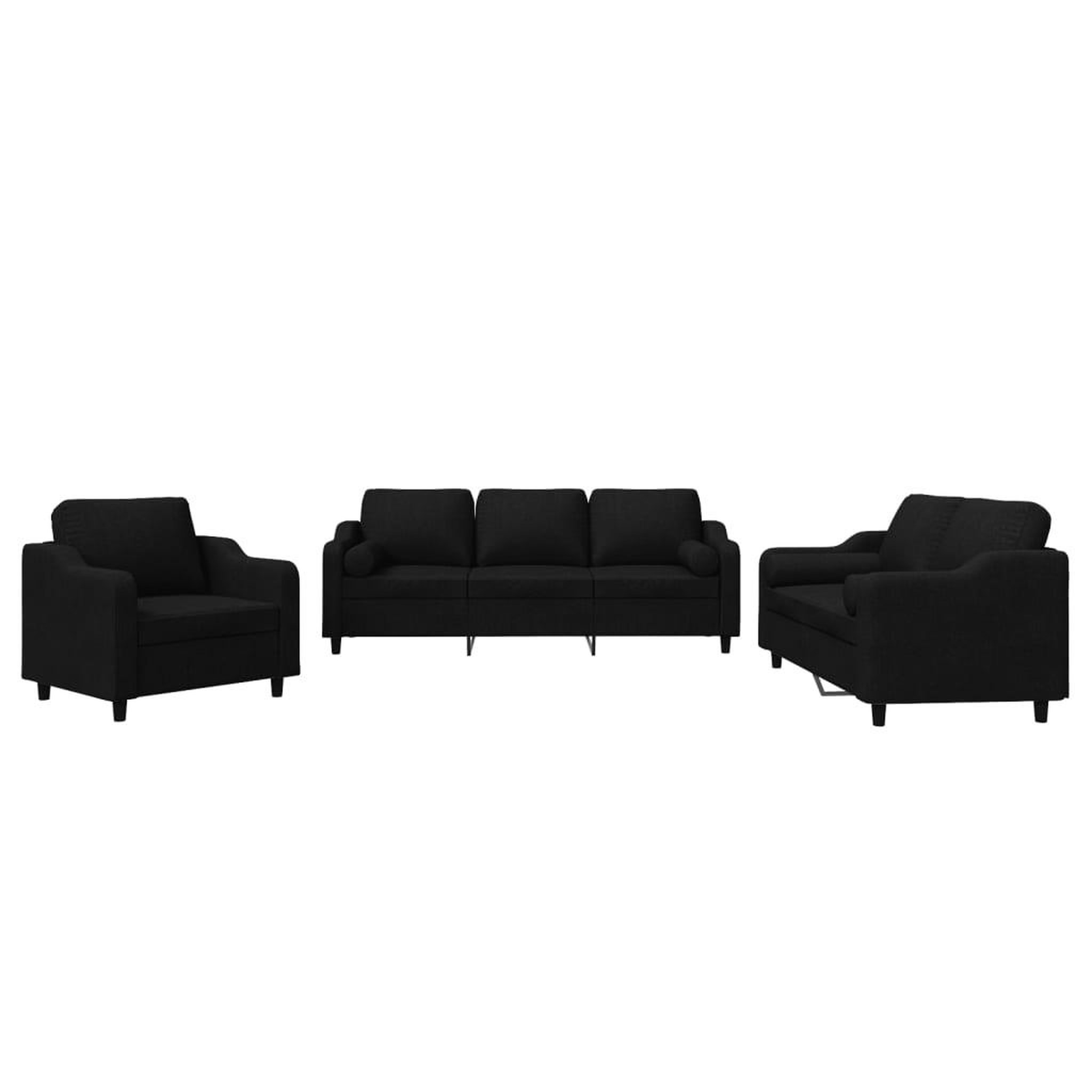 Voir la diapositive 2 : VIDAXL Ensemble de canapes 3 pcs avec coussins noir tissu