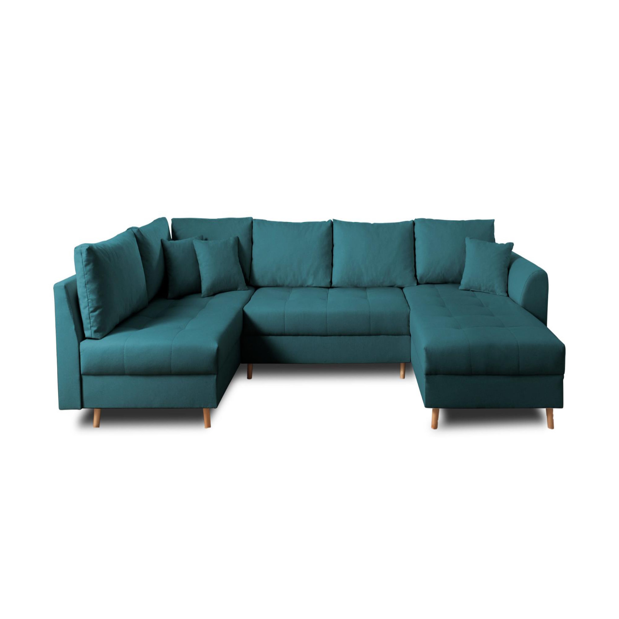 Voir la diapositive 6 : LISA DESIGN Rune - canapé panoramique avec pouf d'appoint - 7 places - style scandinave - gauche