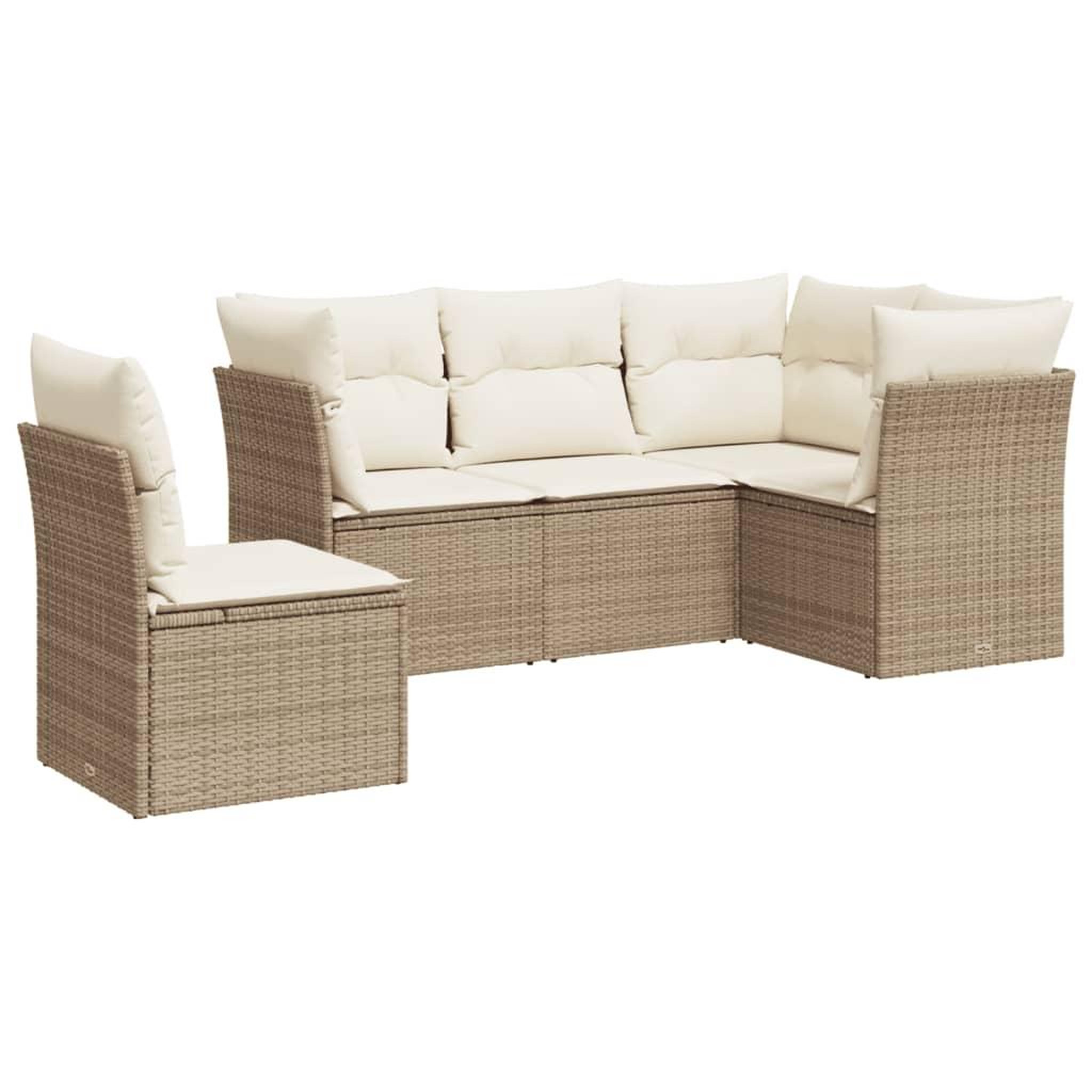Voir la diapositive 2 : VIDAXL Salon de jardin avec coussins 5 pcs beige resine tressee