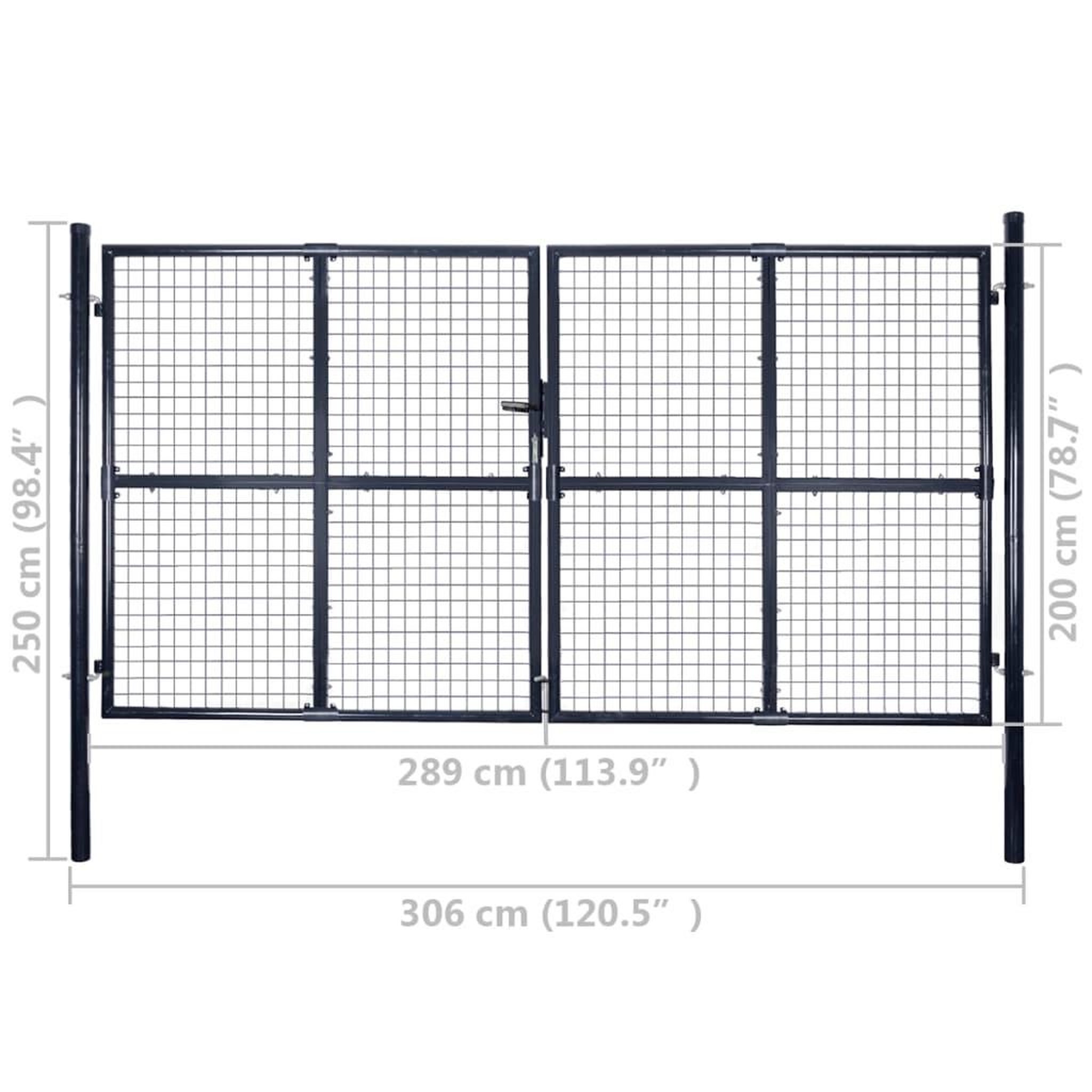 Voir la diapositive 6 : VIDAXL Portail en maille de jardin Acier galvanise 289x200 cm Gris