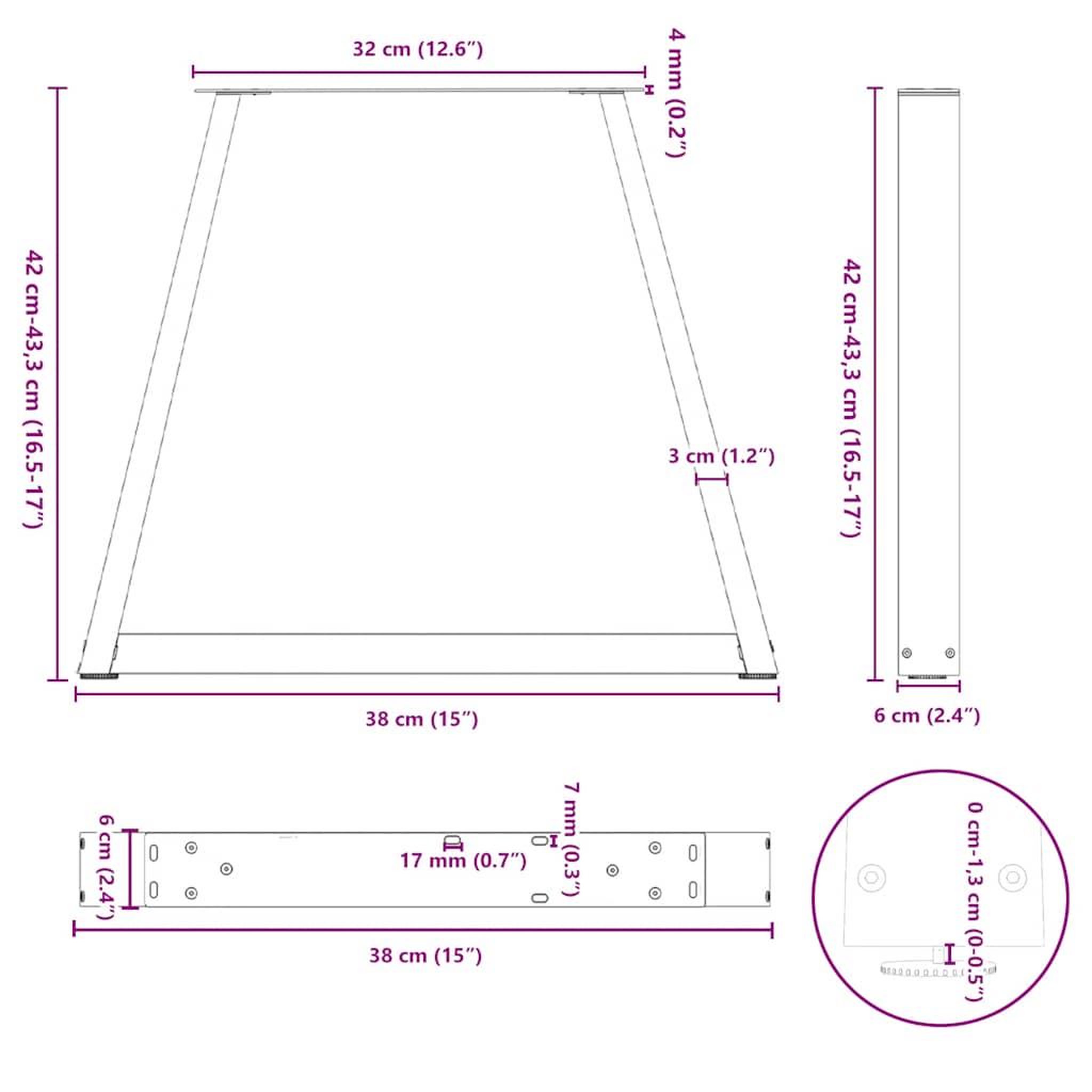 Voir la diapositive 6 : VIDAXL Pieds de table a manger forme de V 2 pcs blanc 38x(42-43,3) cm