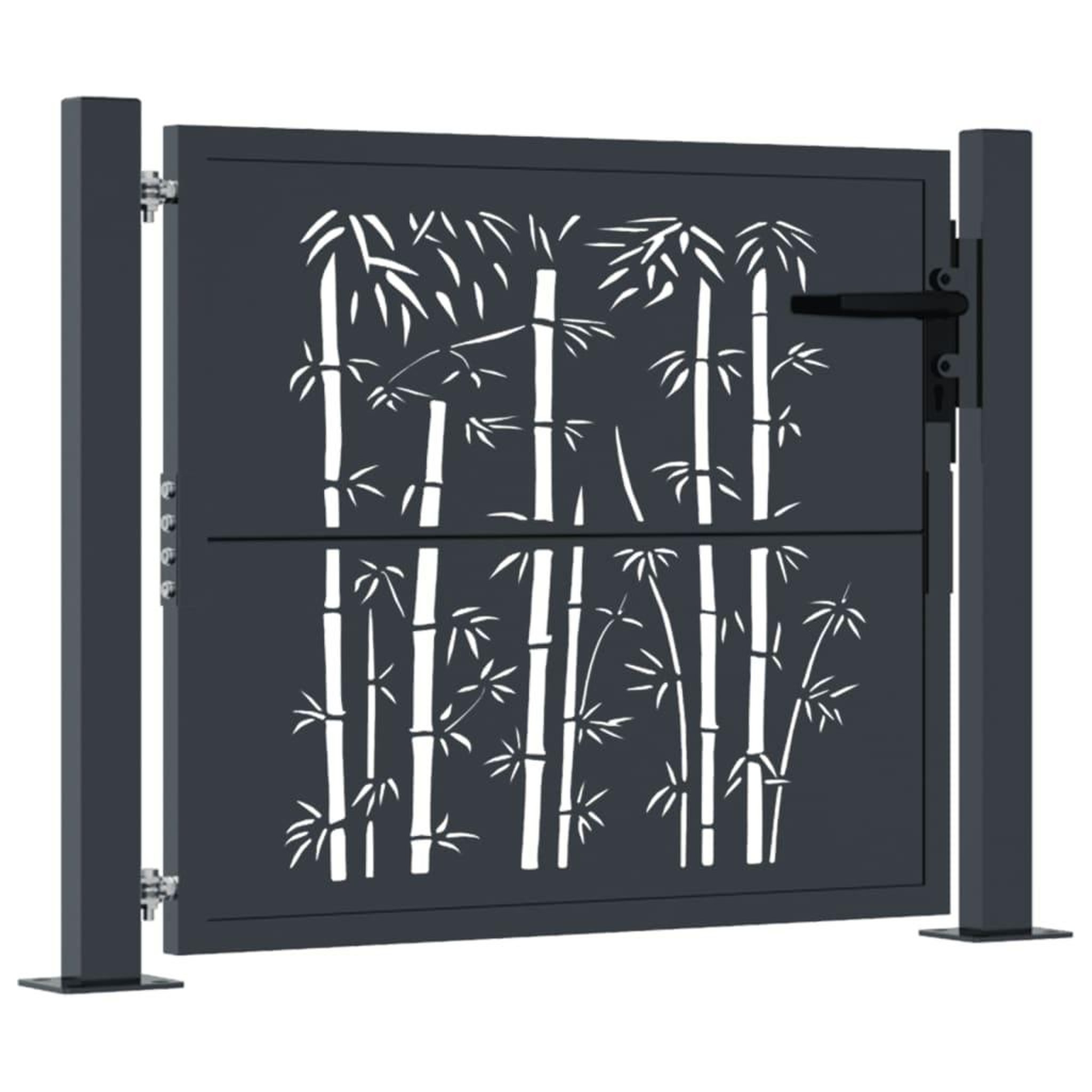 Voir la diapositive 2 : VIDAXL Portail de jardin anthracite 105x105 cm acier design de bambou