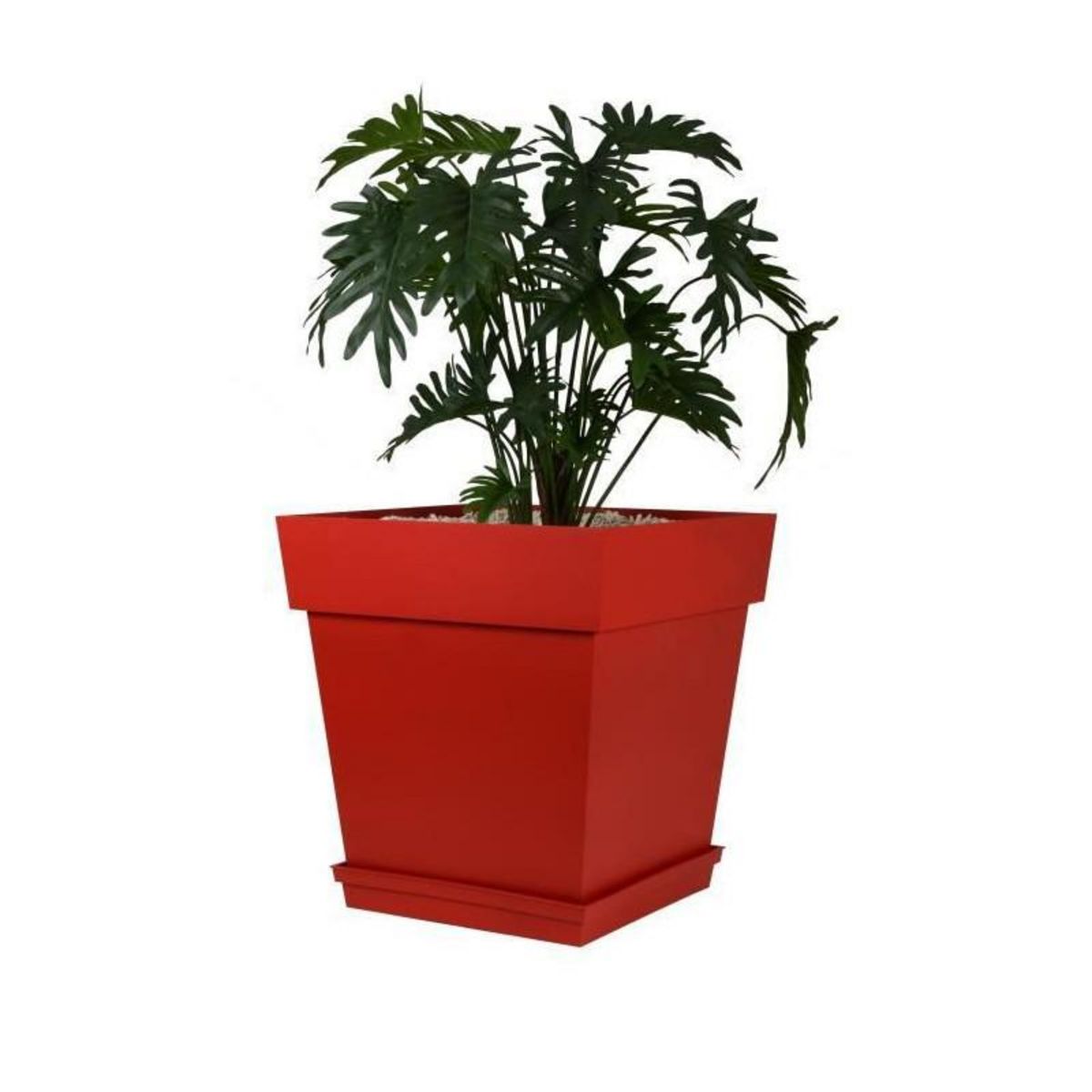 Eda Pot de fleur carré Toscane 49,5 x H.52,5 cm - Rouge rubis - Eda