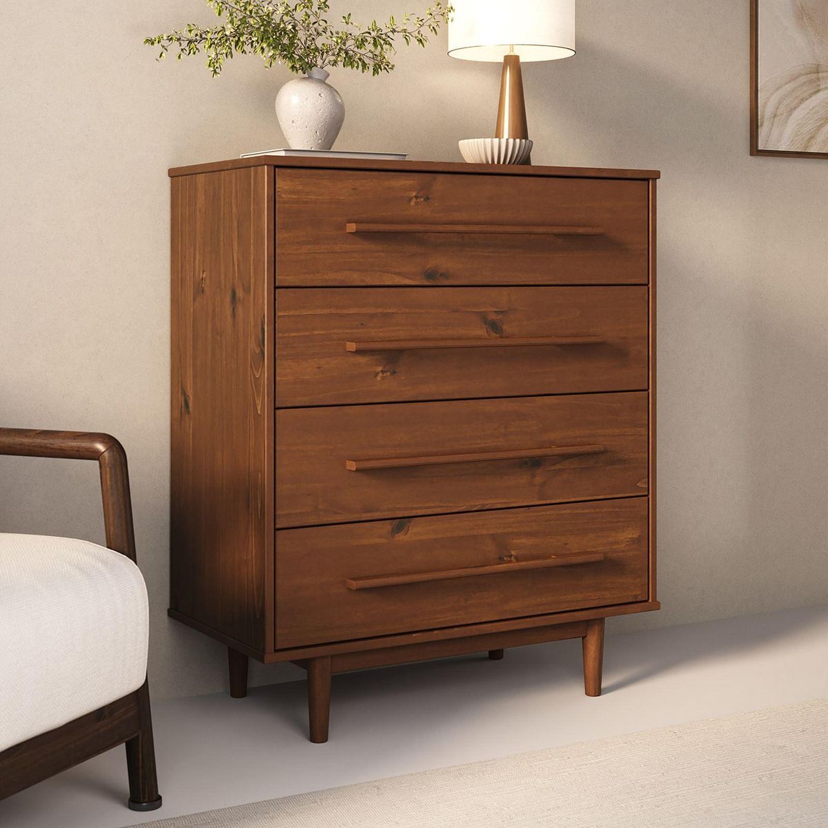 IDIMEX Commode TECCA L 80 cm 4 tiroirs en bois massif