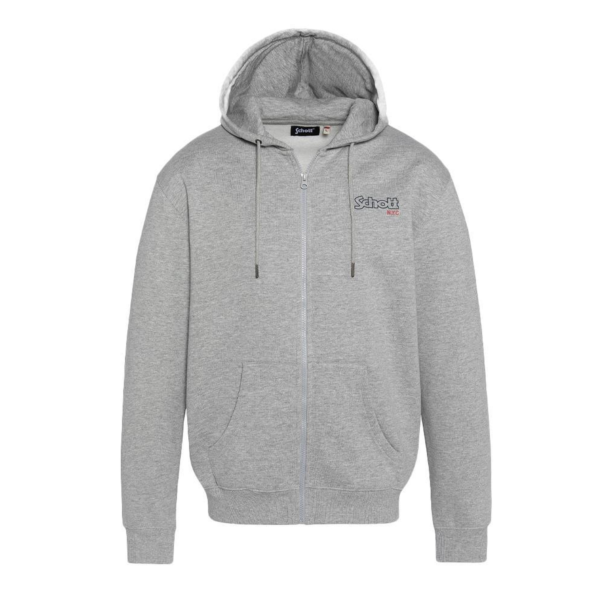 Schott Sweat Zippé Gris Homme Schott SWHSAM. Coloris disponibles : Gris