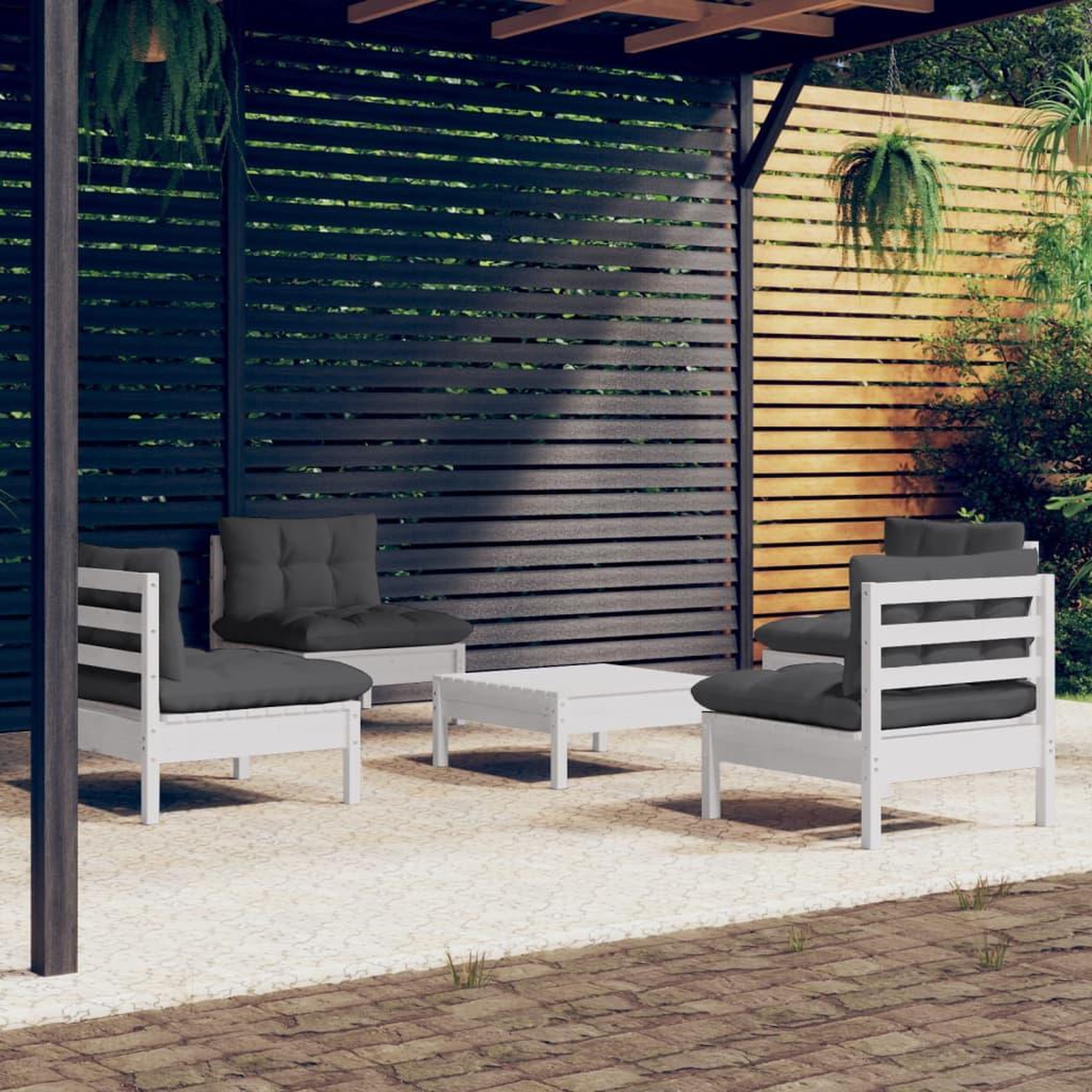 VIDAXL Salon de jardin 5 pcs avec coussins anthracite bois de pin