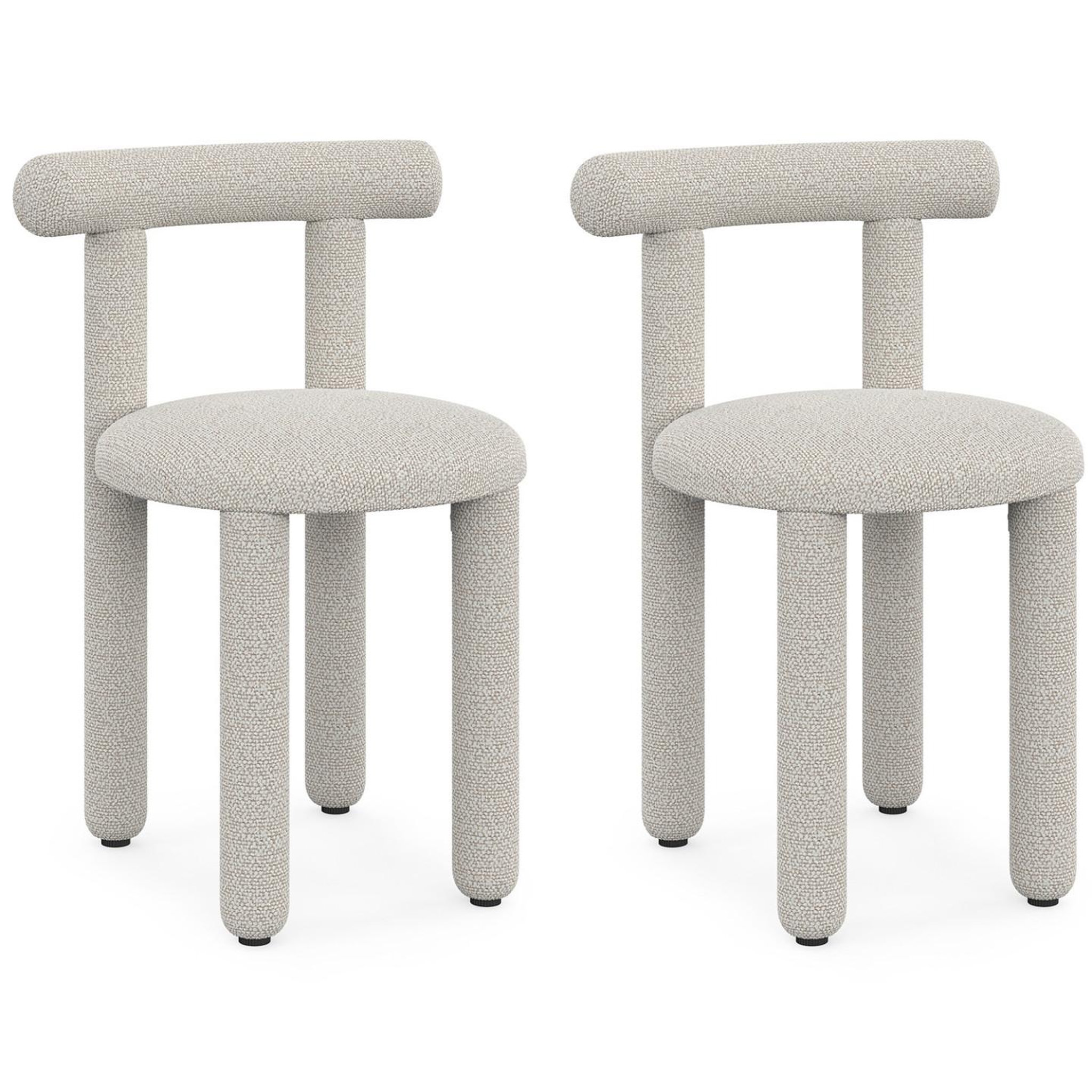 ID MARKET Lot de 2 chaises rime tissu bouclette crème
