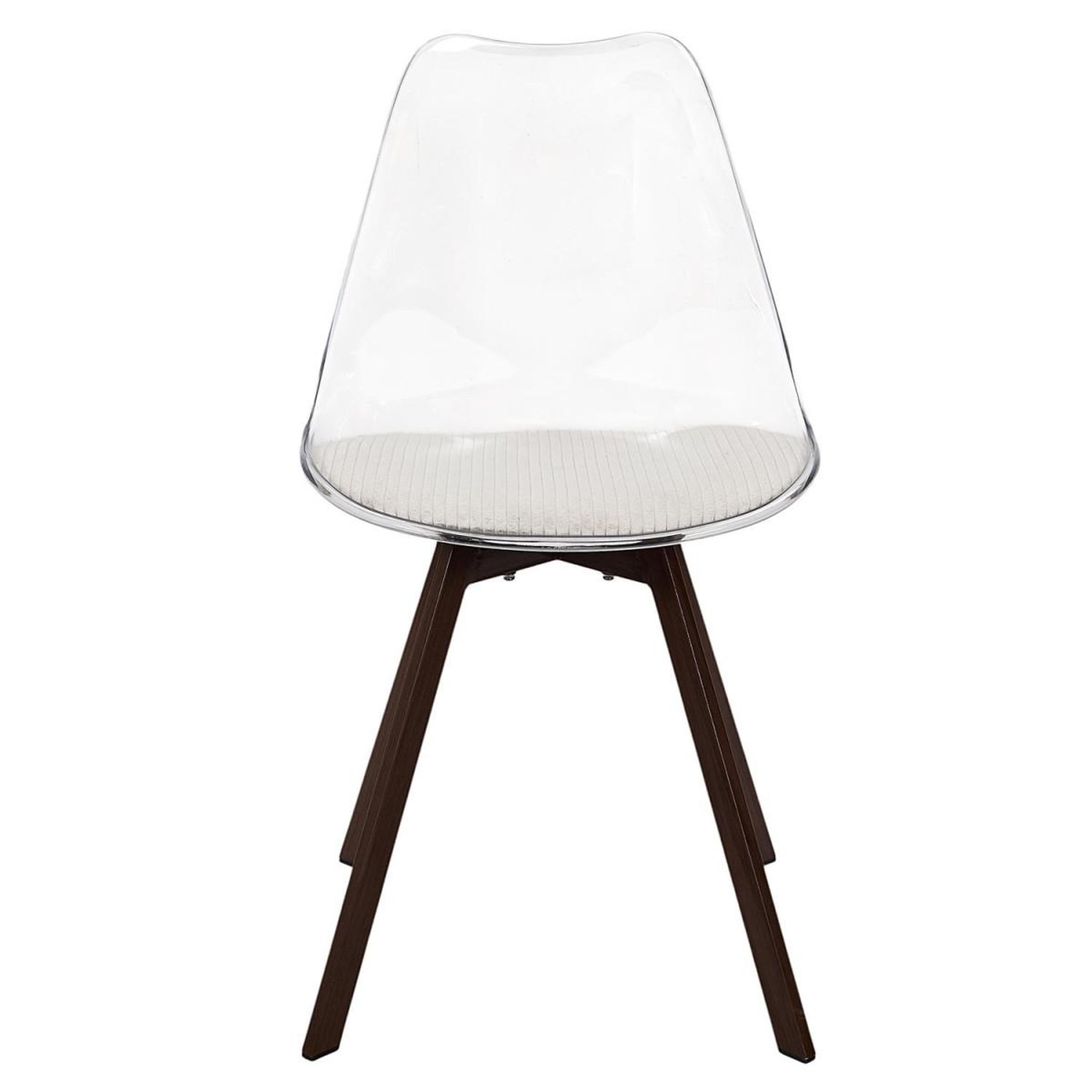 Voir la diapositive 3 : The Home Deco Factory Lot de 4 chaises coussin côtelé  scott  82cm transparent & beige