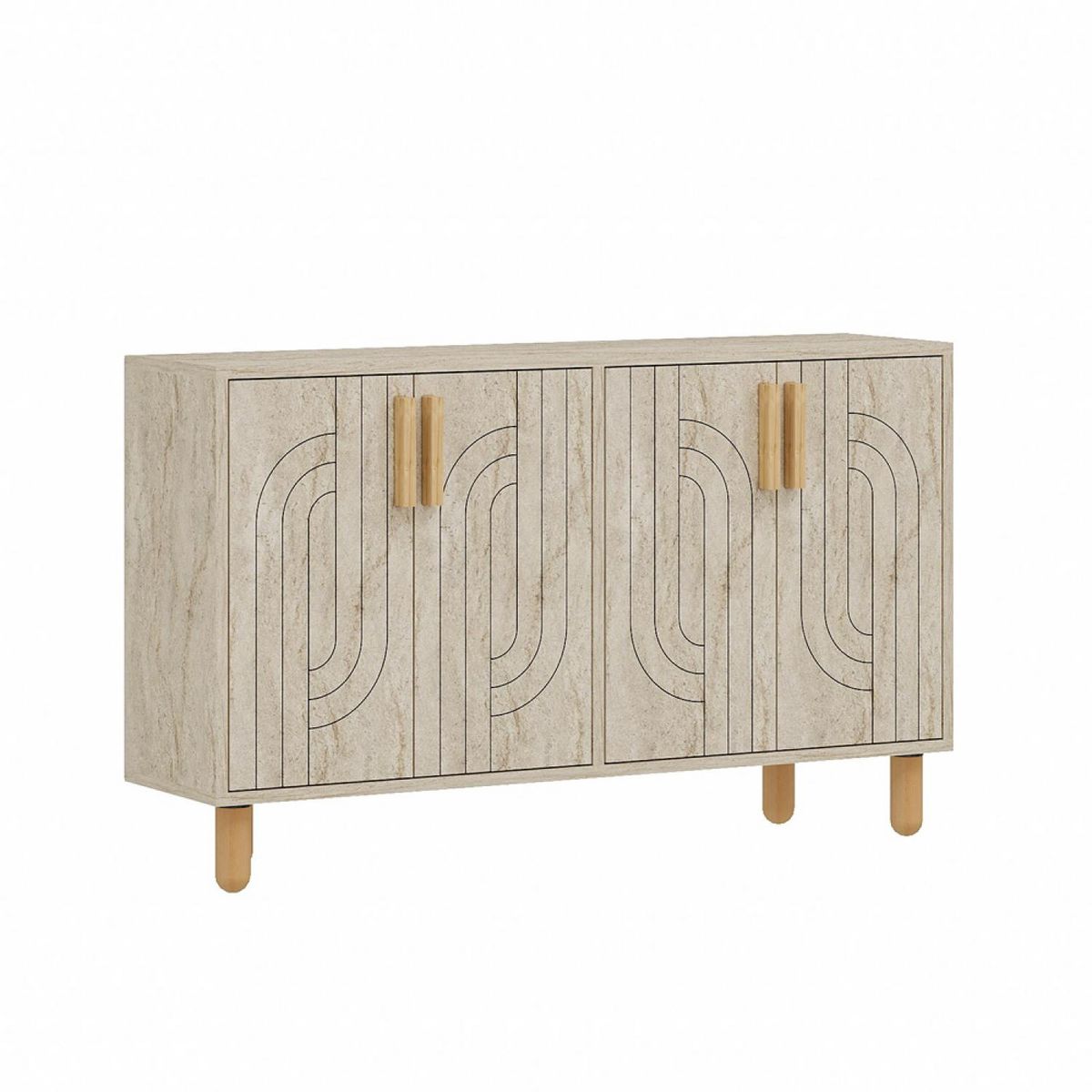 CONCEPT USINE Buffet à 4 portes effet travertin nervuré 120x73cm RODY