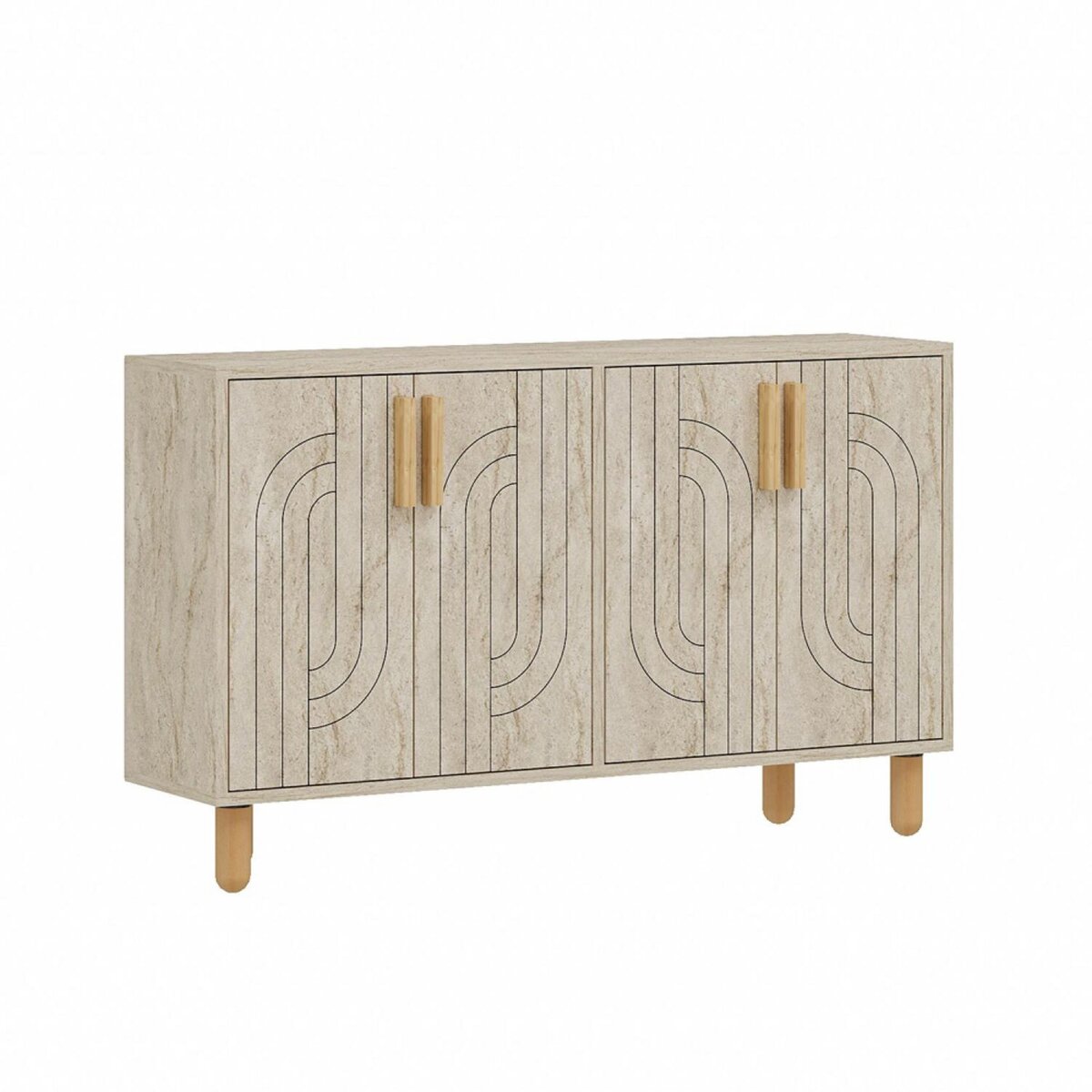 CONCEPT USINE Buffet à 4 portes effet travertin nervuré 120x73cm RODY