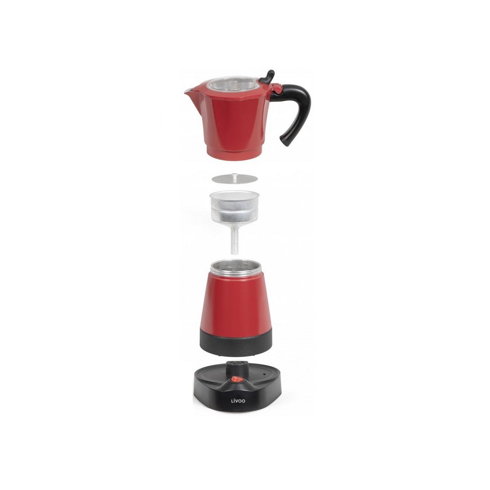Voir la diapositive 2 : LIVOO Cafetière italienne électrique 6 tasses rouge - dod117rc