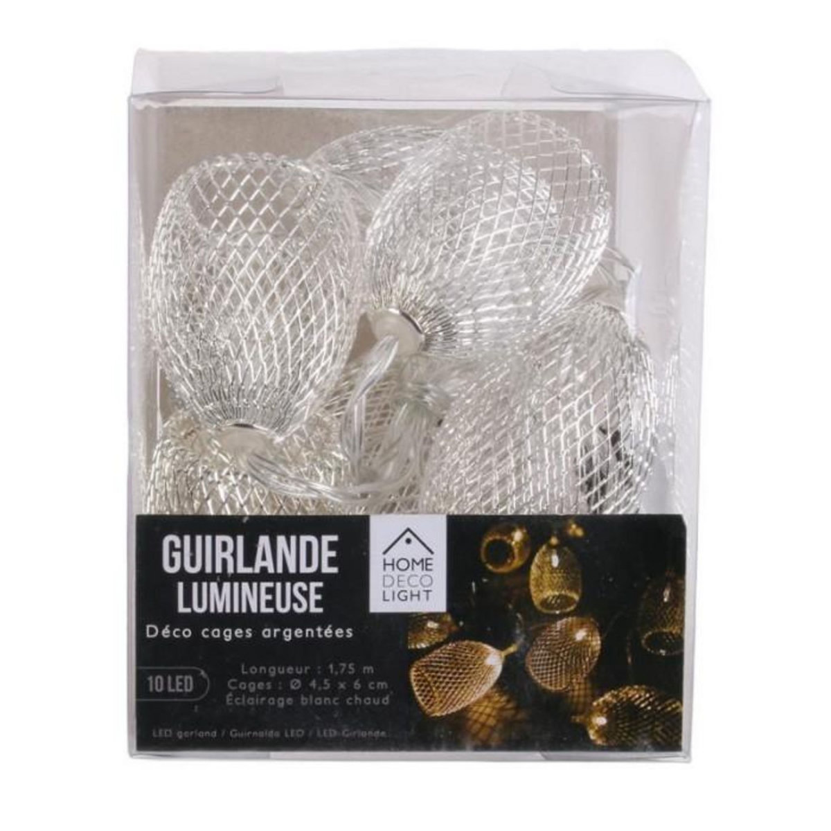Paris Prix Guirlande Lumineuse Led  10 Cloches  175cm Argent