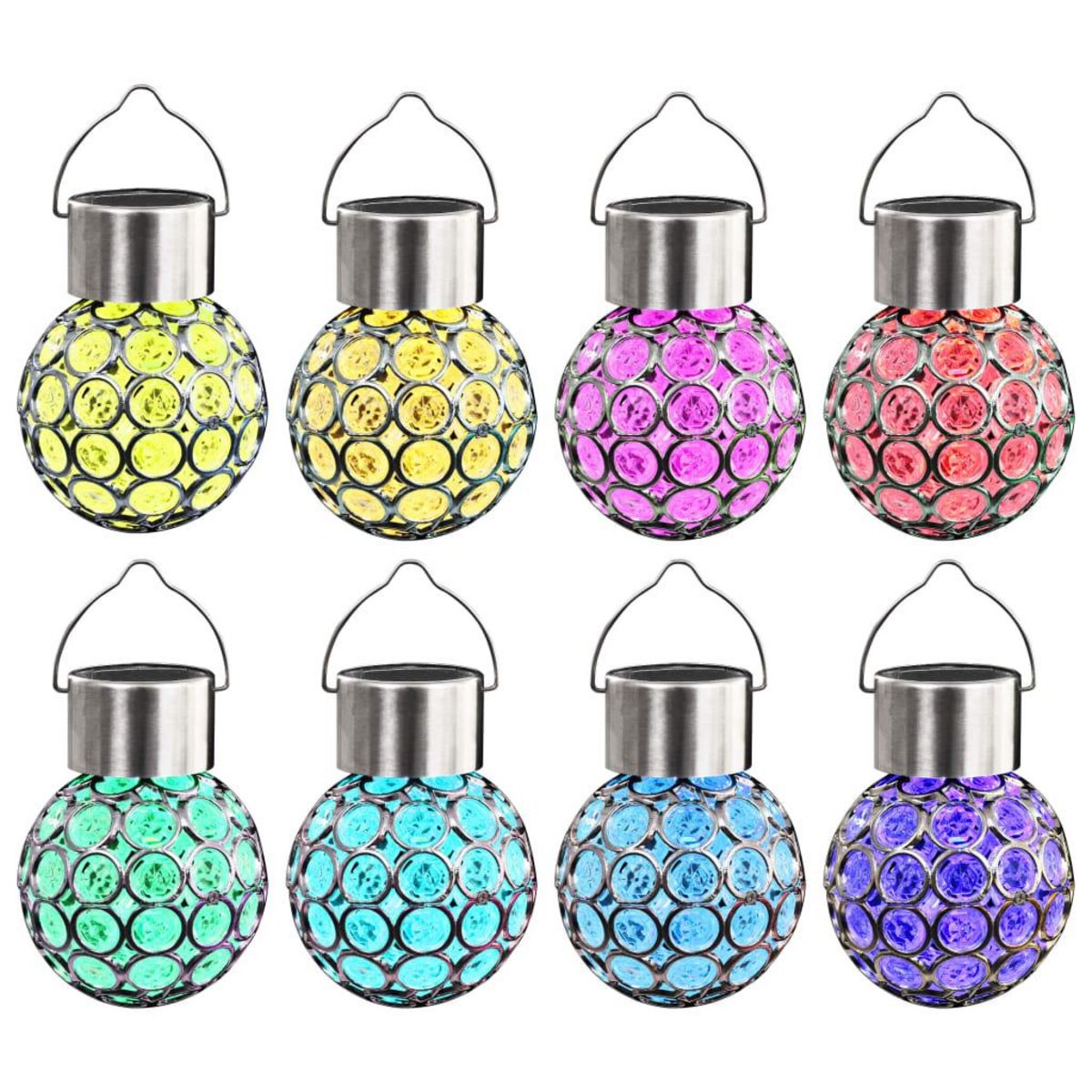 VIDAXL Lampe solaire suspendue 8 pcs lumieres LED RGB