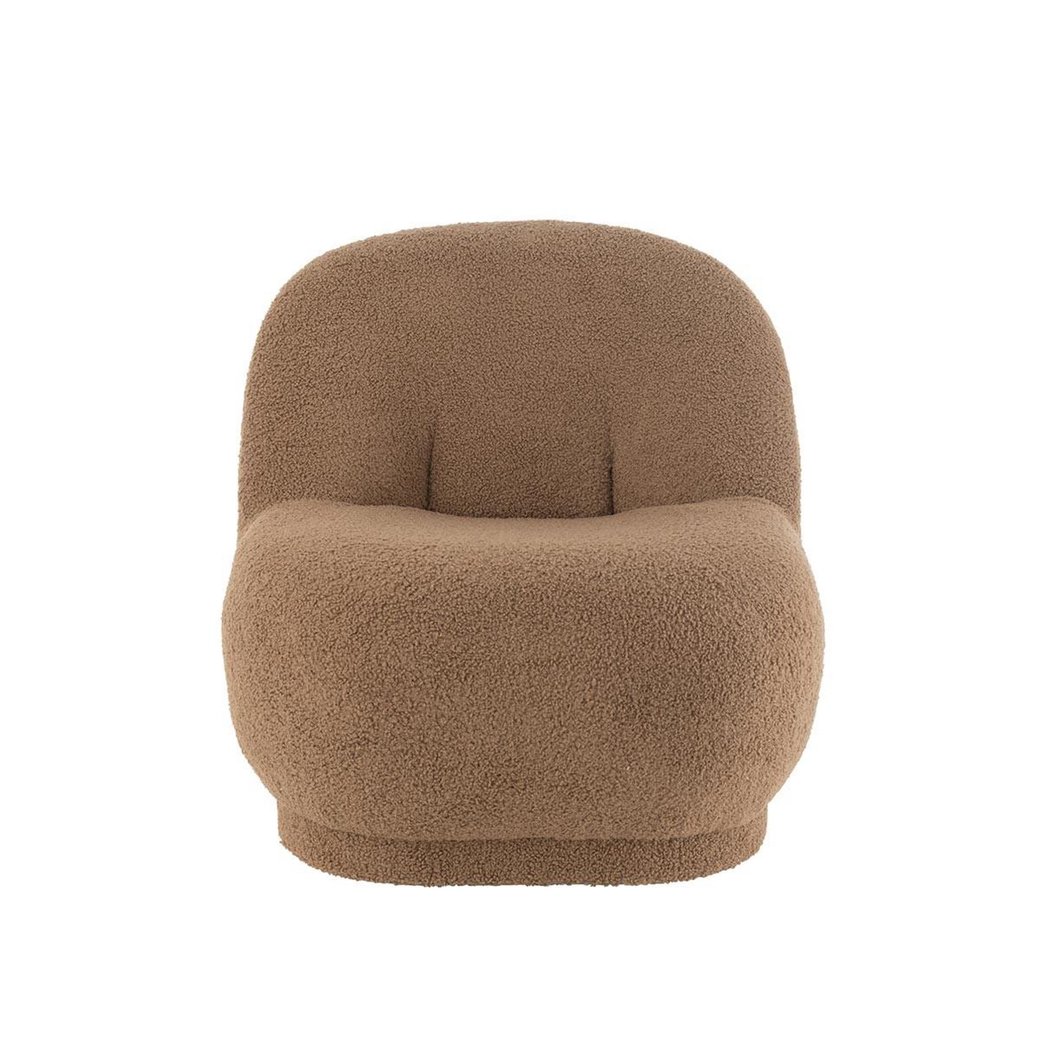 Voir la diapositive 2 : J-LINE Fauteuil Design Bouclette  Teddy  88cm Marron