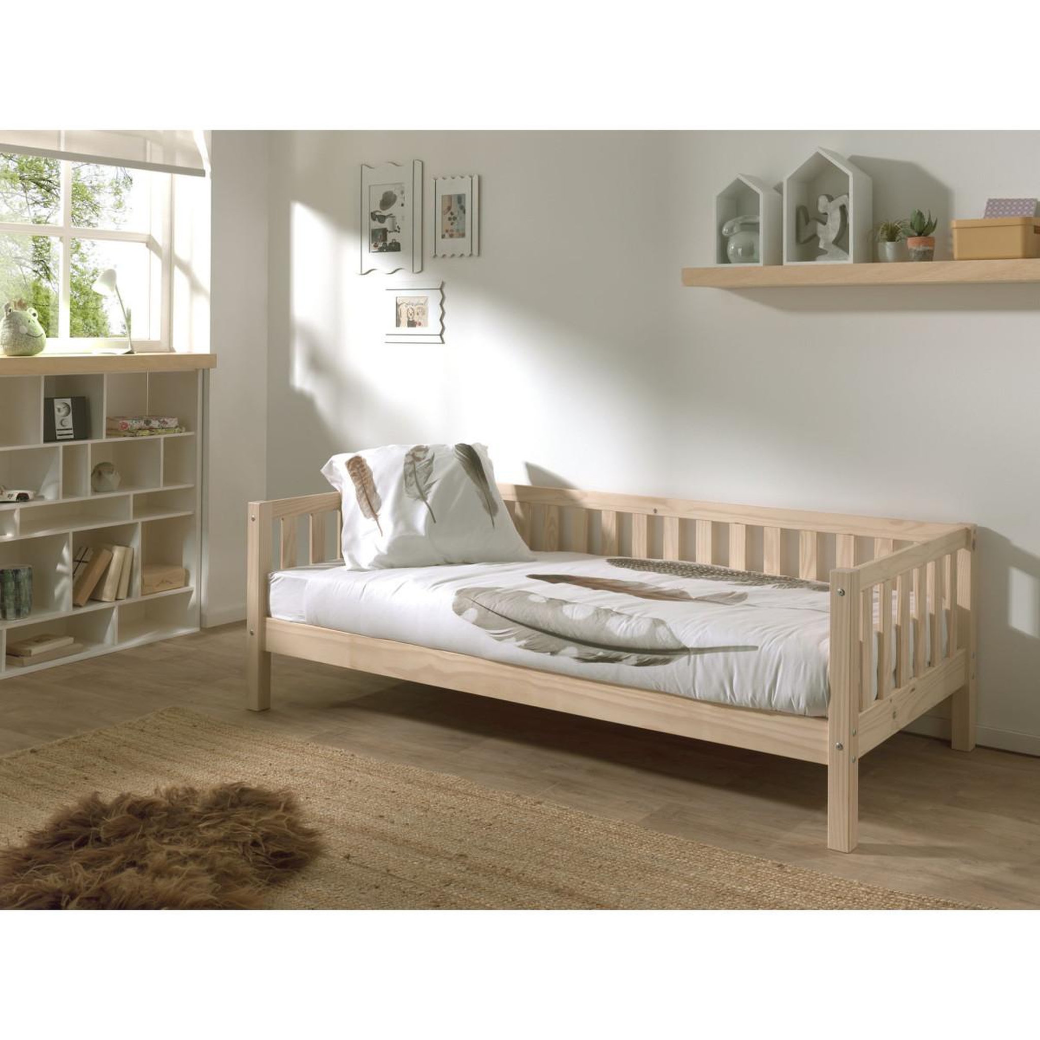 Voir la diapositive 4 : Paris Prix Pack - lit capitaine enfant & tiroir  fritz  90x200cm naturel