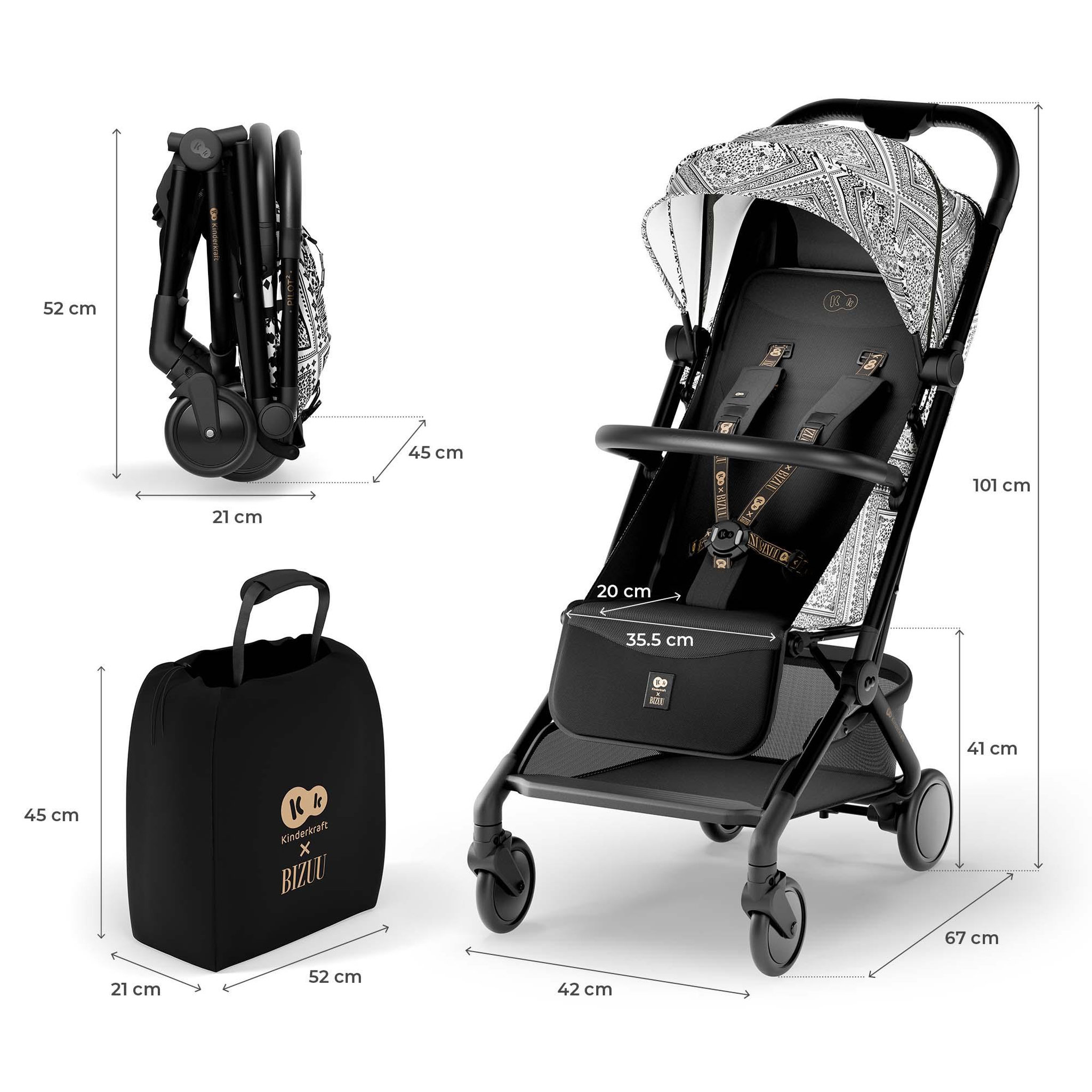Voir la diapositive 1 : KINDERKRAFT Poussette compacte et facile à plier pour voyages et déplacements