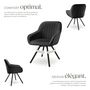 Voir la diapositive 3 : tectake Chaise pivotante avec accoudoirs rembourrée aspect velours noir Lot de 6