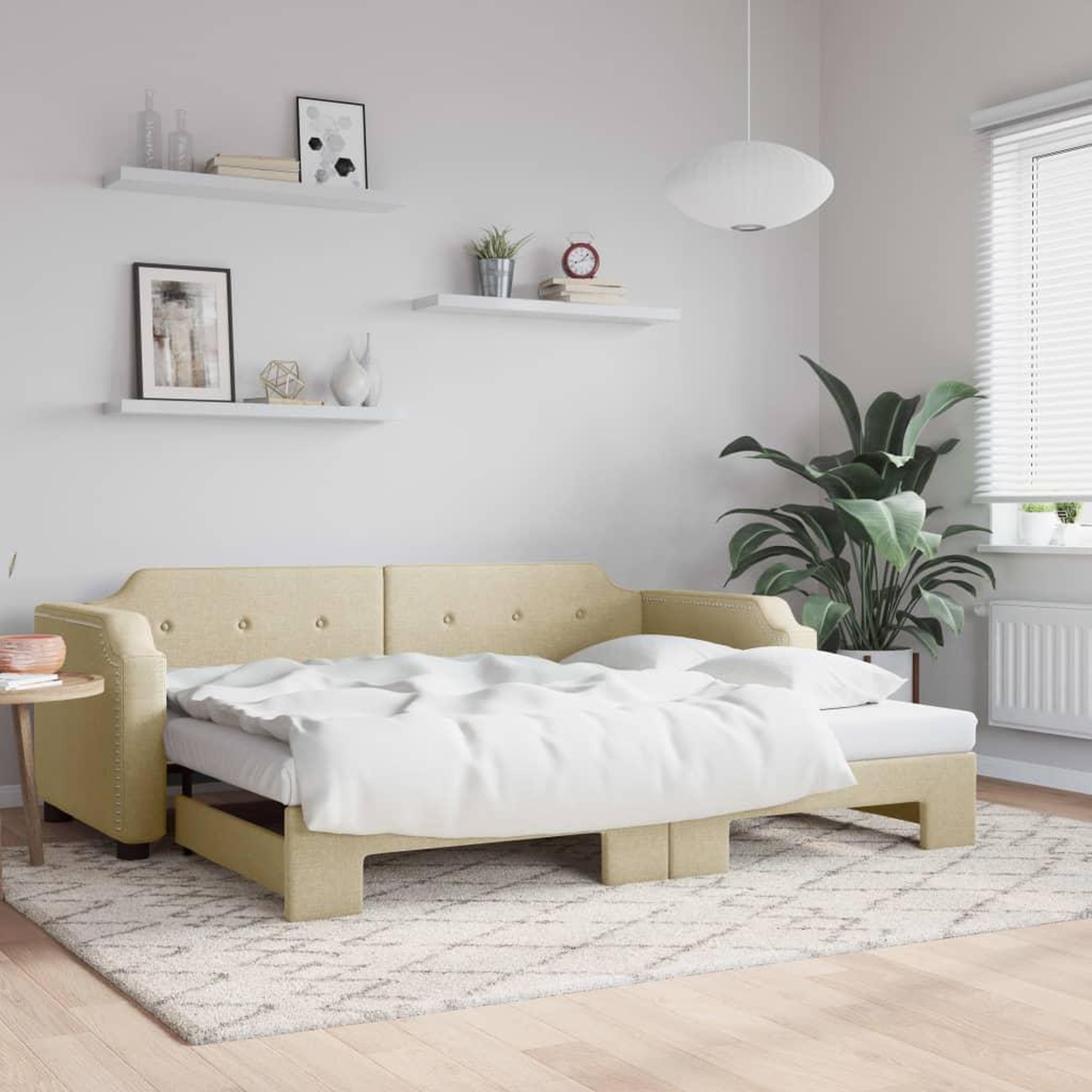 VIDAXL Lit de jour avec gigogne sans matelas creme 80x200 cm