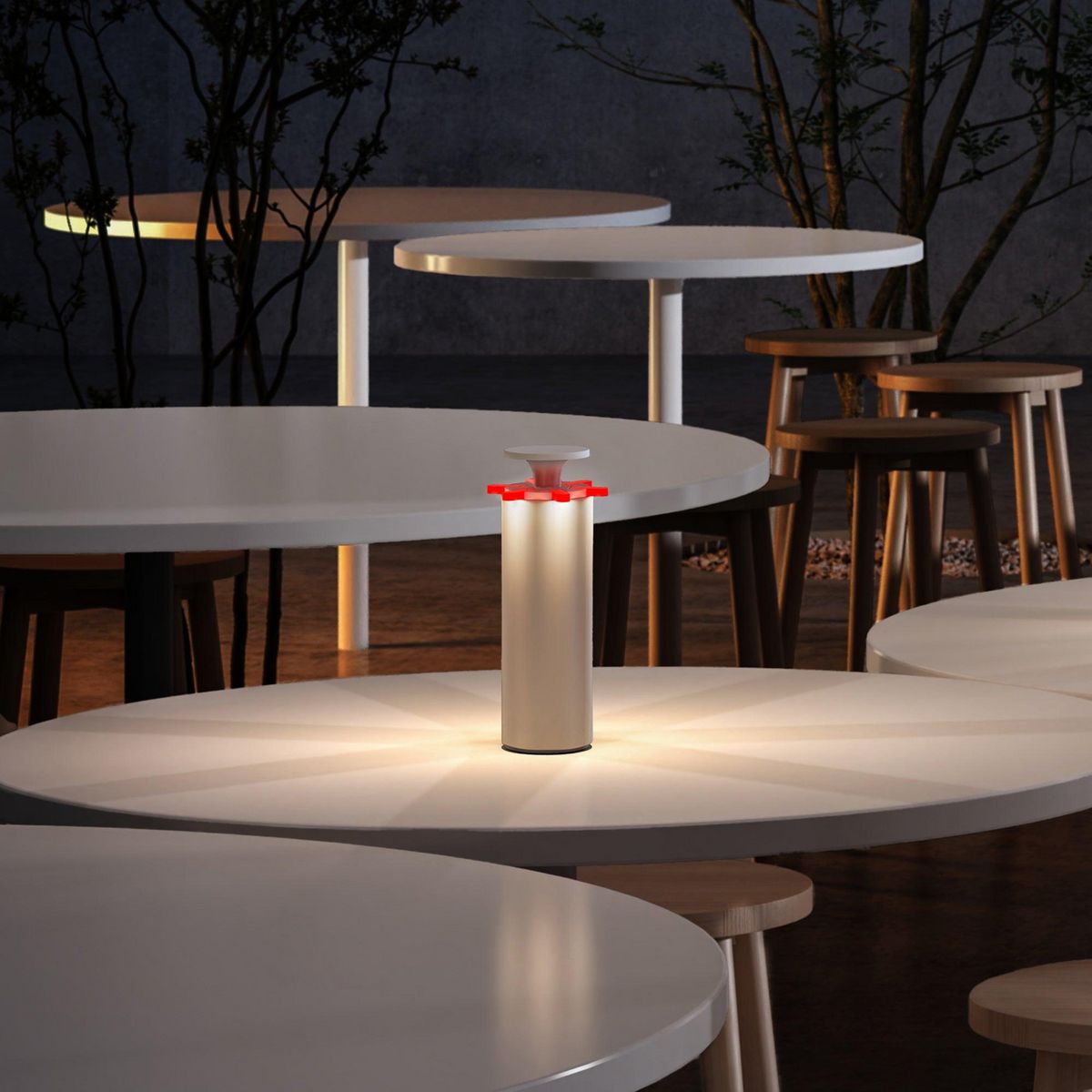 Lumisky Lampe de table design FIREWORK Rouge Aluminium H23,5cm