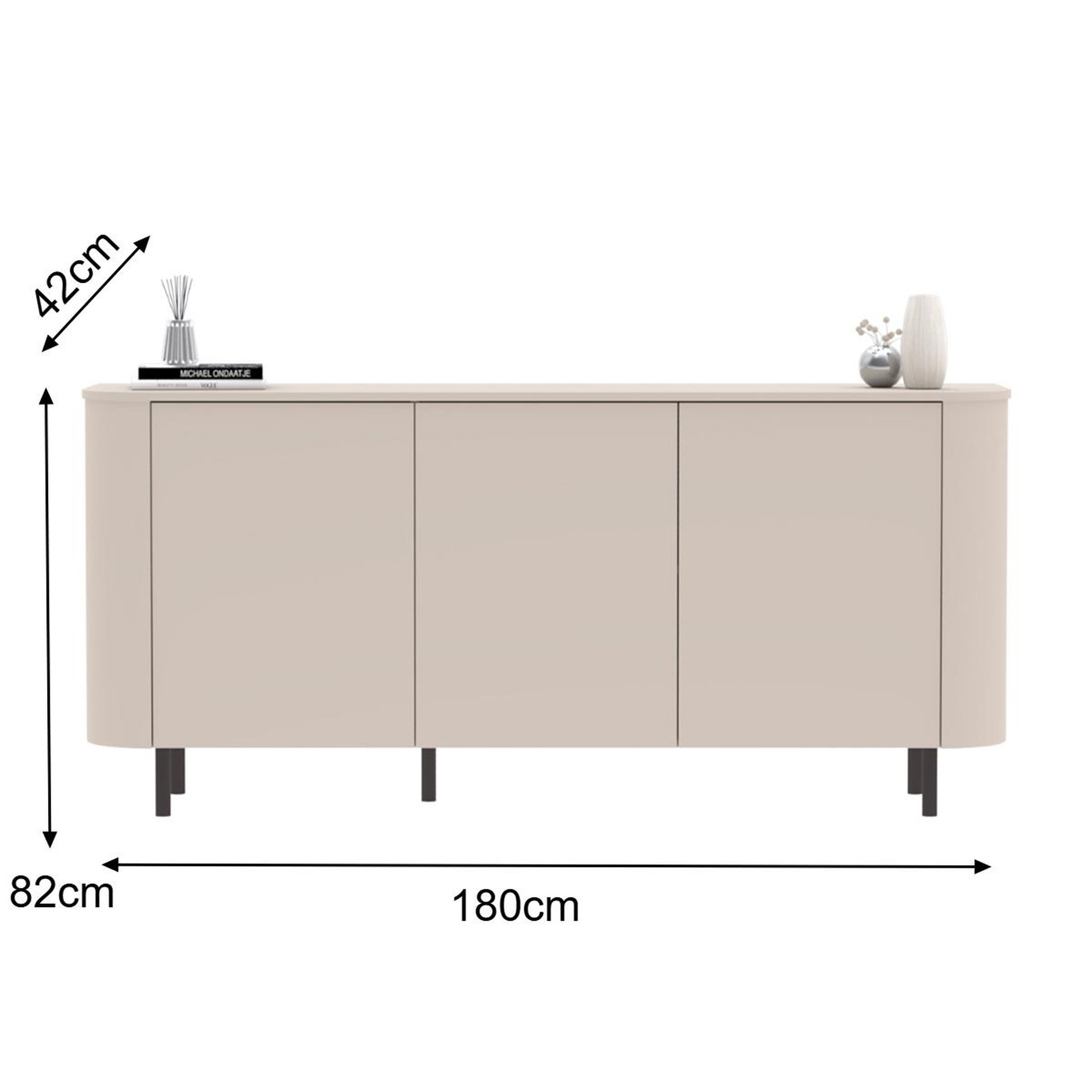 Voir la diapositive 6 : JLC KREATION Buffet bas arrondi beige cachemire 180cm olga