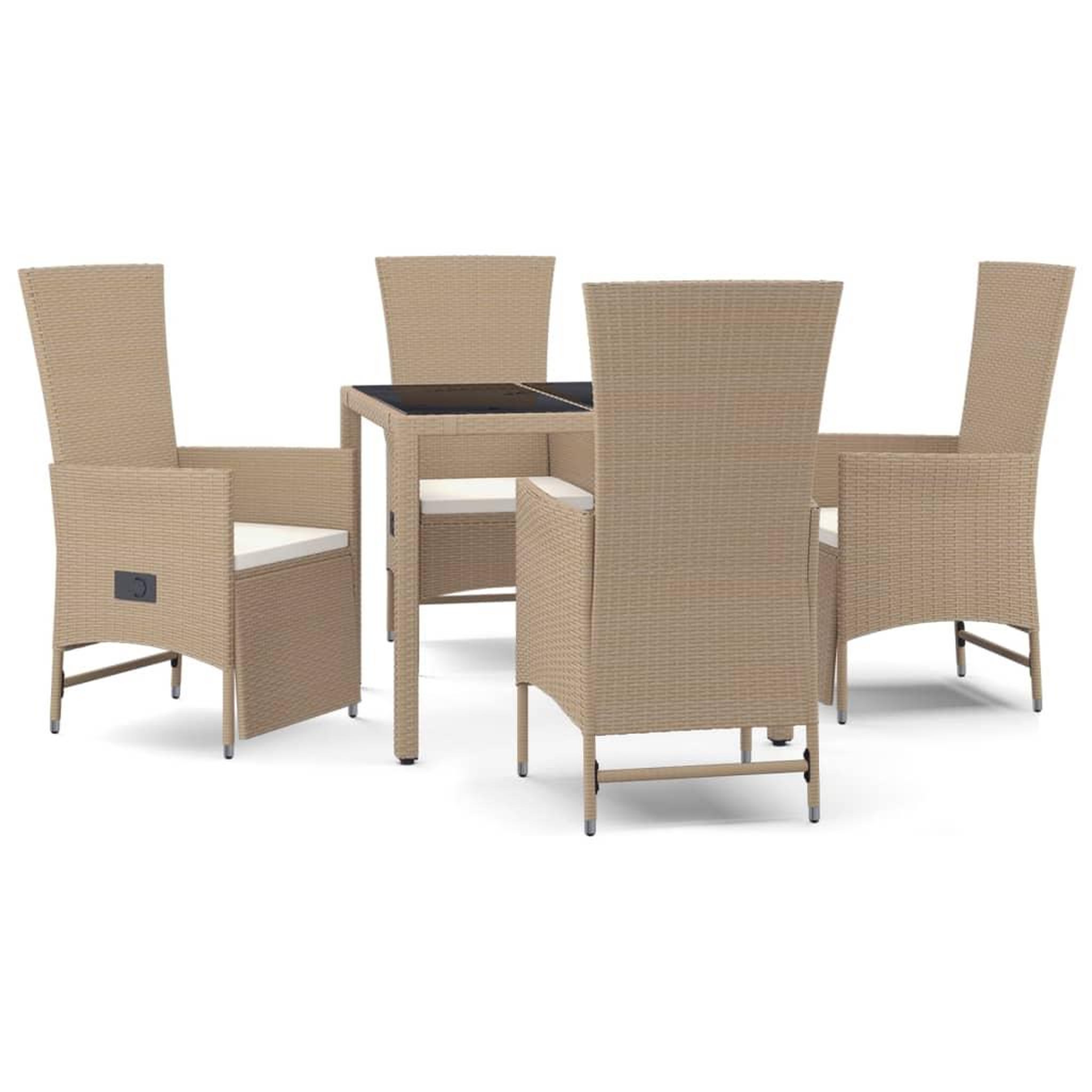 Voir la diapositive 2 : VIDAXL Ensemble a manger de jardin avec coussins 5pcs Beige poly rotin