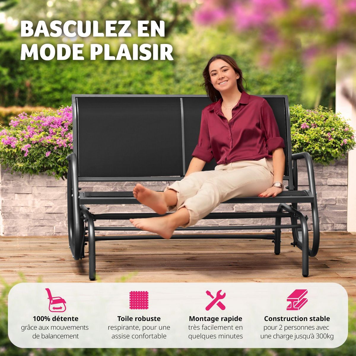 tectake Banc à bascule 2 places