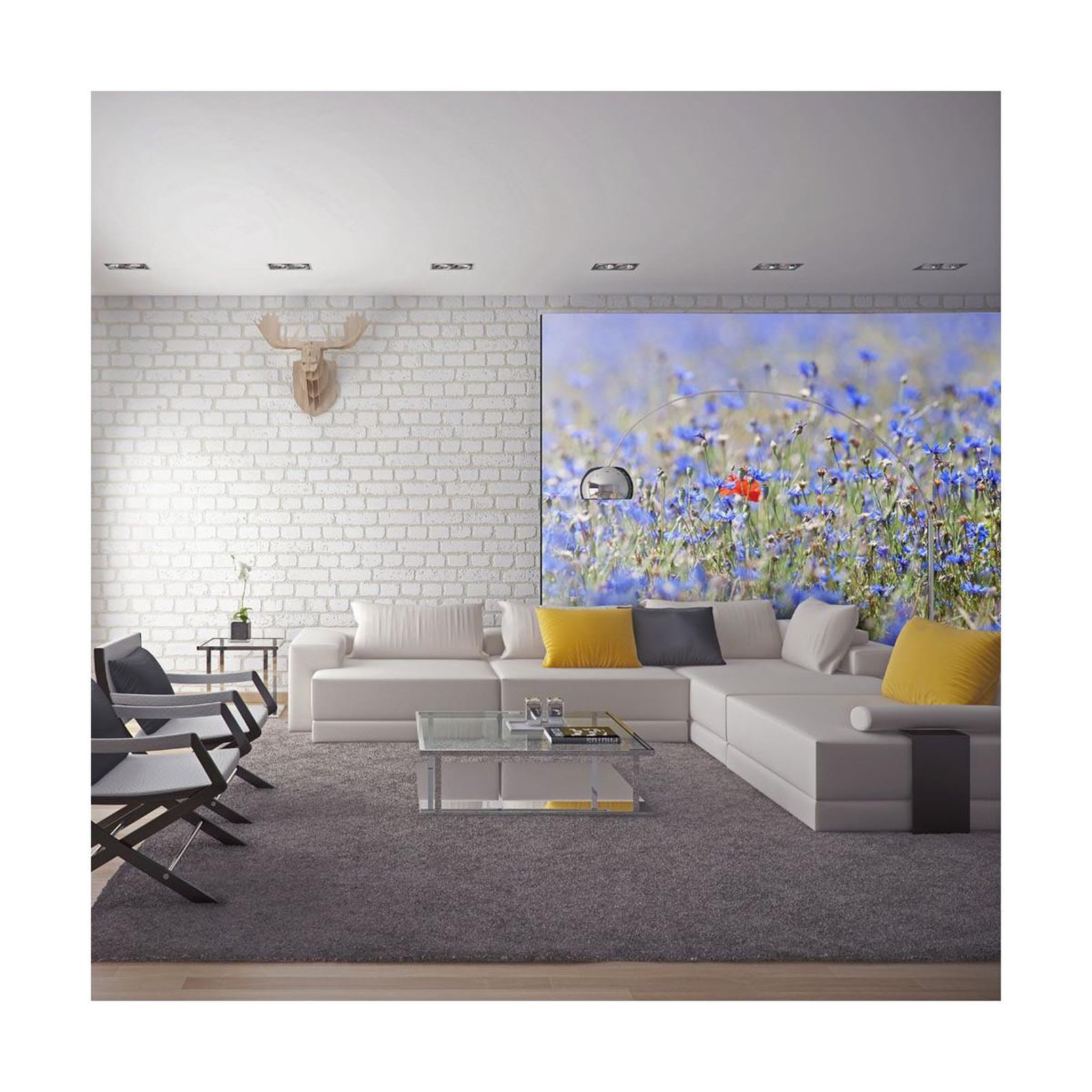 Voir la diapositive 1 : Paris Prix Papier Peint  Prairie Aux Couleurs du Ciel Bleuets