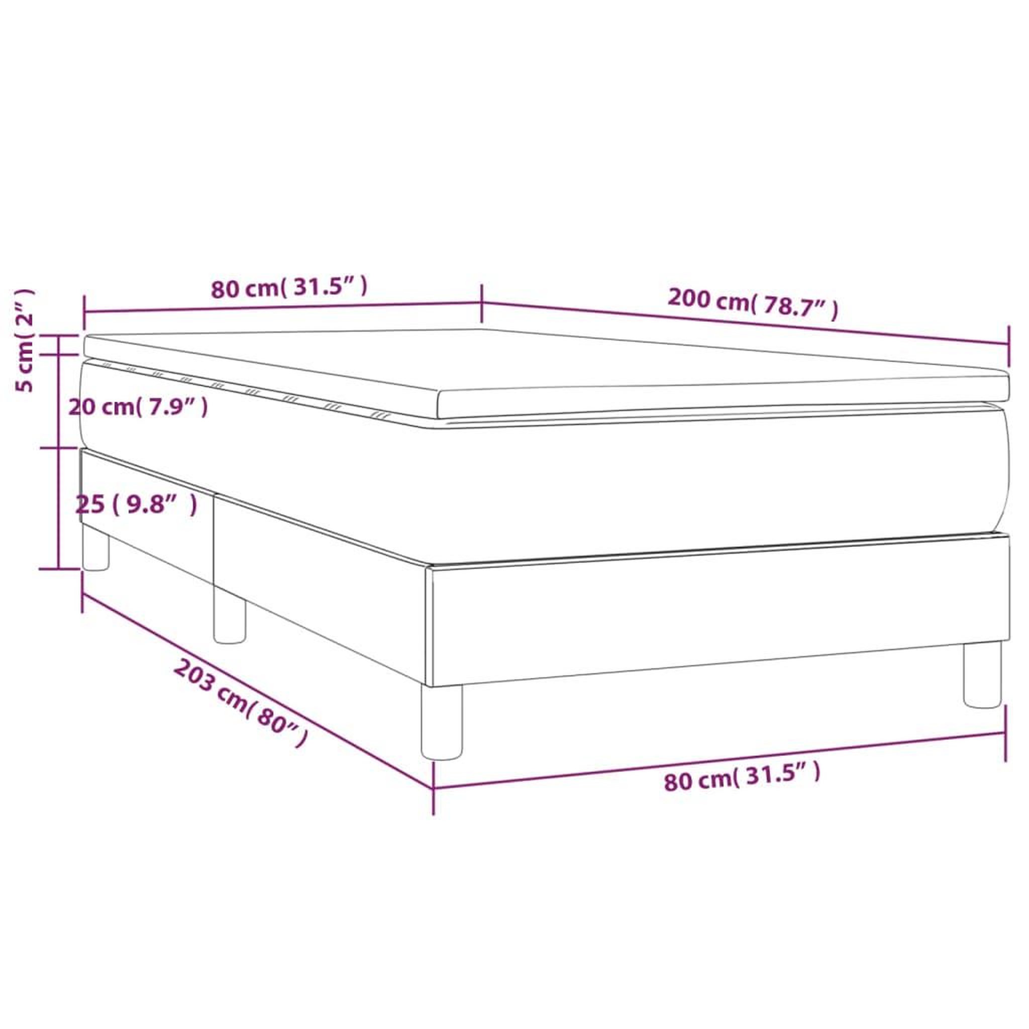 Voir la diapositive 6 : VIDAXL Sommier a lattes de lit avec matelas Gris clair 80x200 cm Tissu