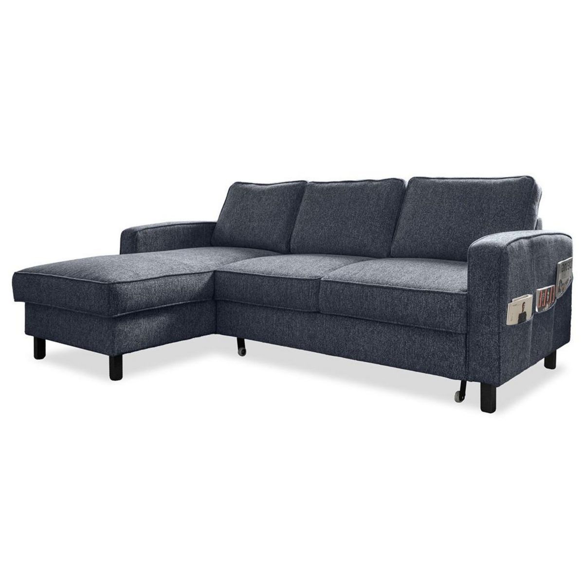 BEST MOBILIER Molly - canapé d'angle gauche 4 places convertible avec coffre en tissu