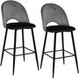 Voir la diapositive 1 : TOILINUX Lot de 2 Chaises de bar effet velours Kara