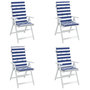 Voir la diapositive 4 : VIDAXL Coussins de chaise a dossier haut lot de 4 rayures bleu/blanc
