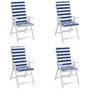 Voir la diapositive 4 : VIDAXL Coussins de chaise a dossier haut lot de 4 rayures bleu/blanc