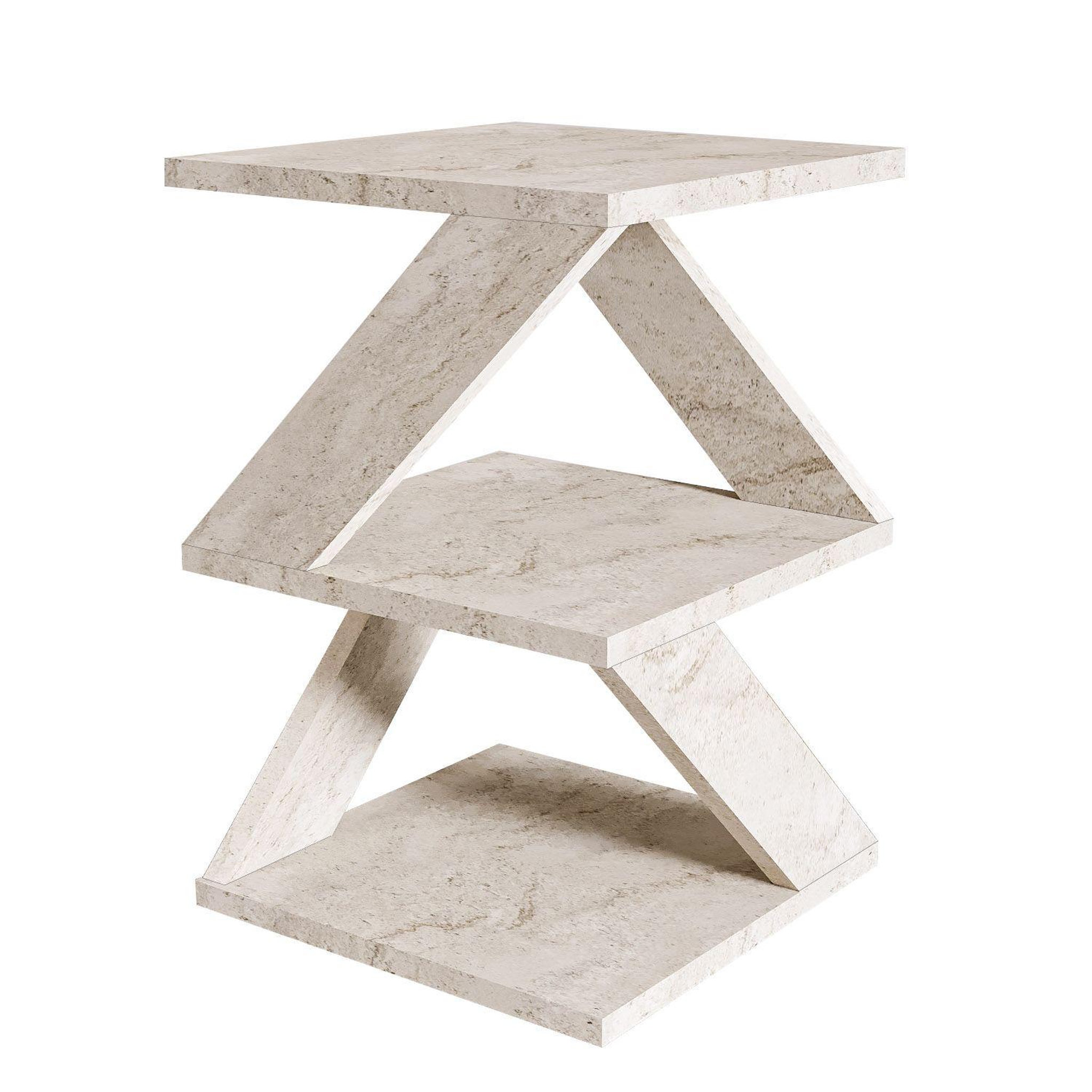 Habitat et Jardin Table d'appoint en bois  albeni  - 29 x 29 x 54 cm - travertin