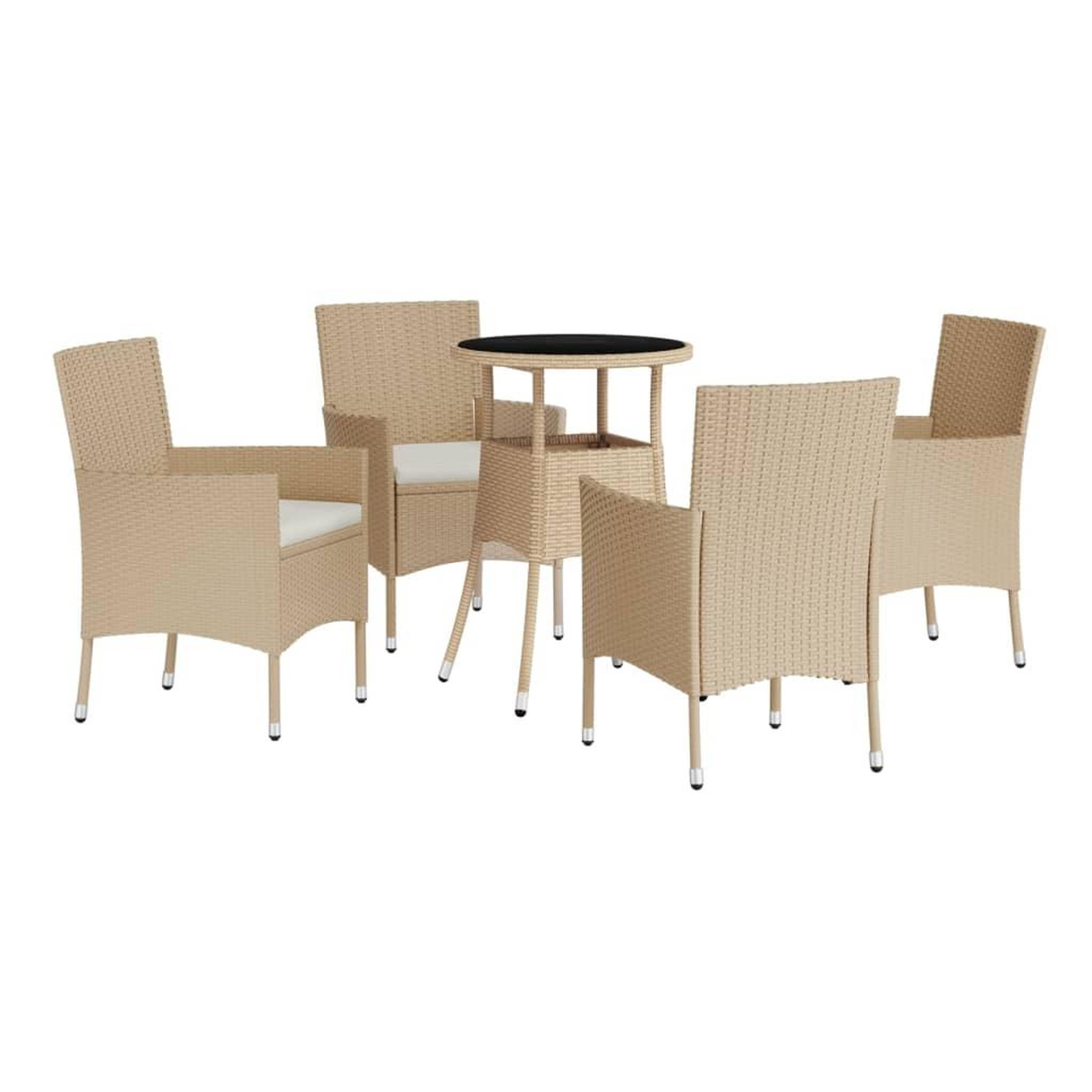 Voir la diapositive 3 : VIDAXL Ensemble de bistro de jardin 5 pcs coussins beige poly rotin