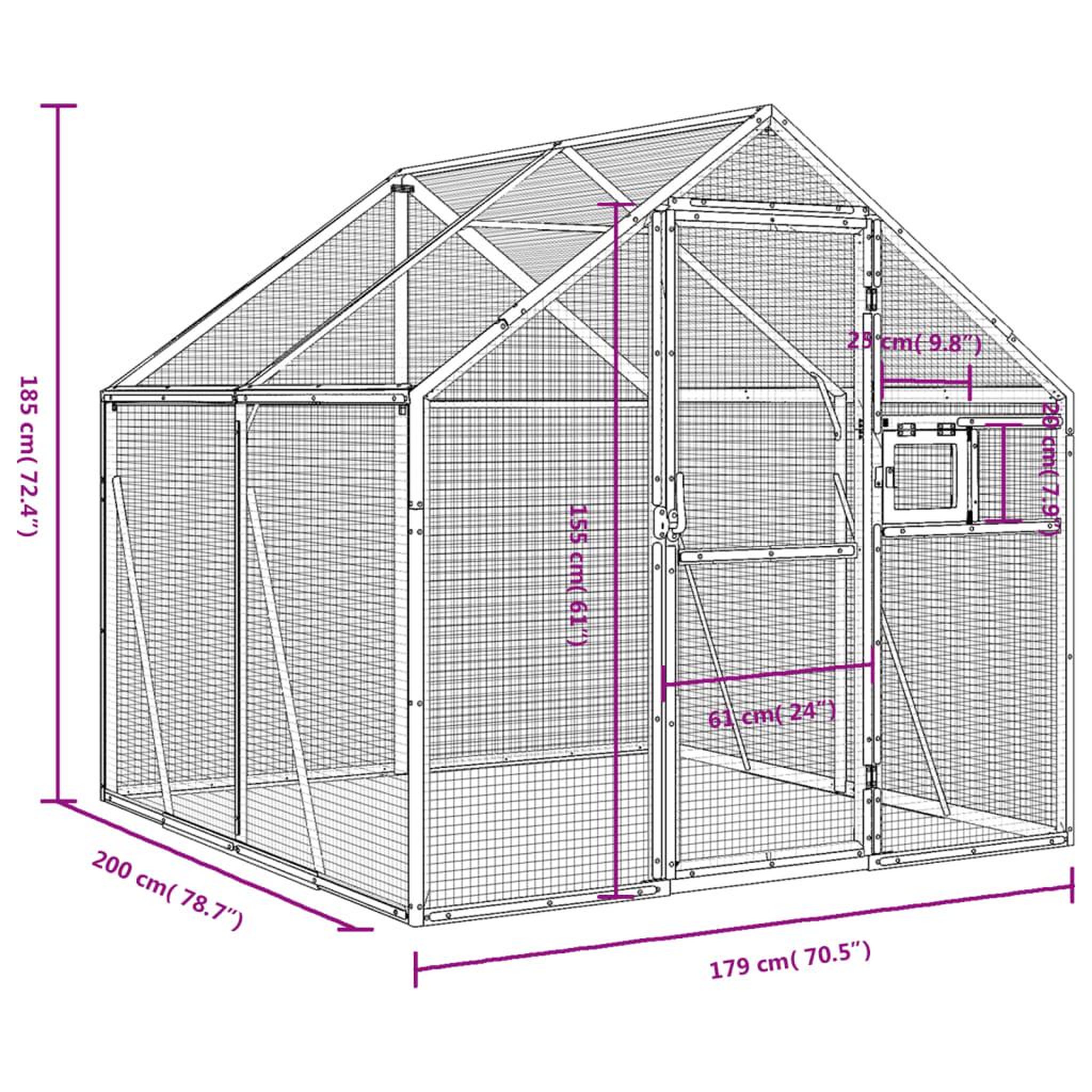 Voir la diapositive 6 : VIDAXL Voliere anthracite 1,79x2x1,85 m aluminium