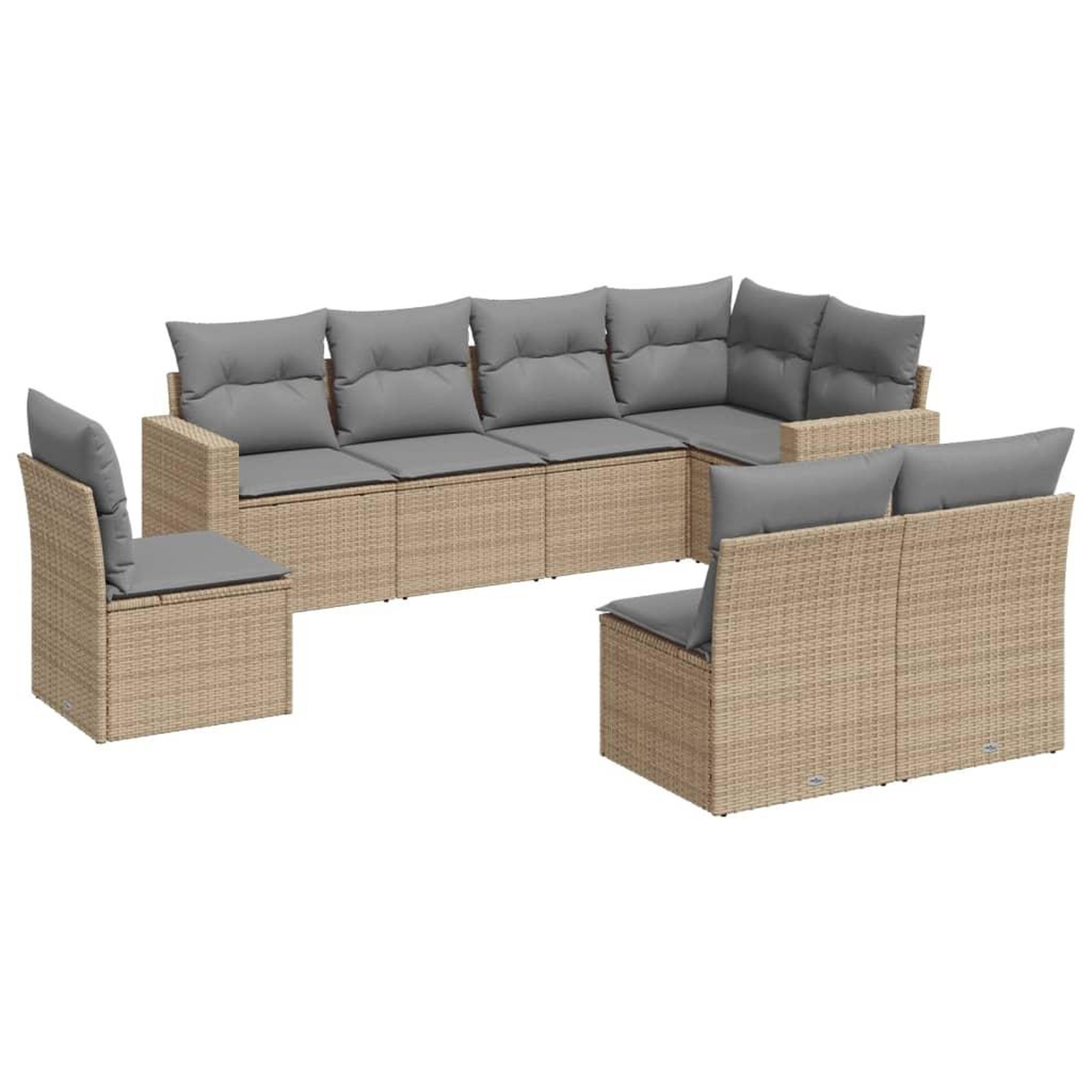 Voir la diapositive 2 : VIDAXL Salon de jardin avec coussins 8 pcs beige resine tressee