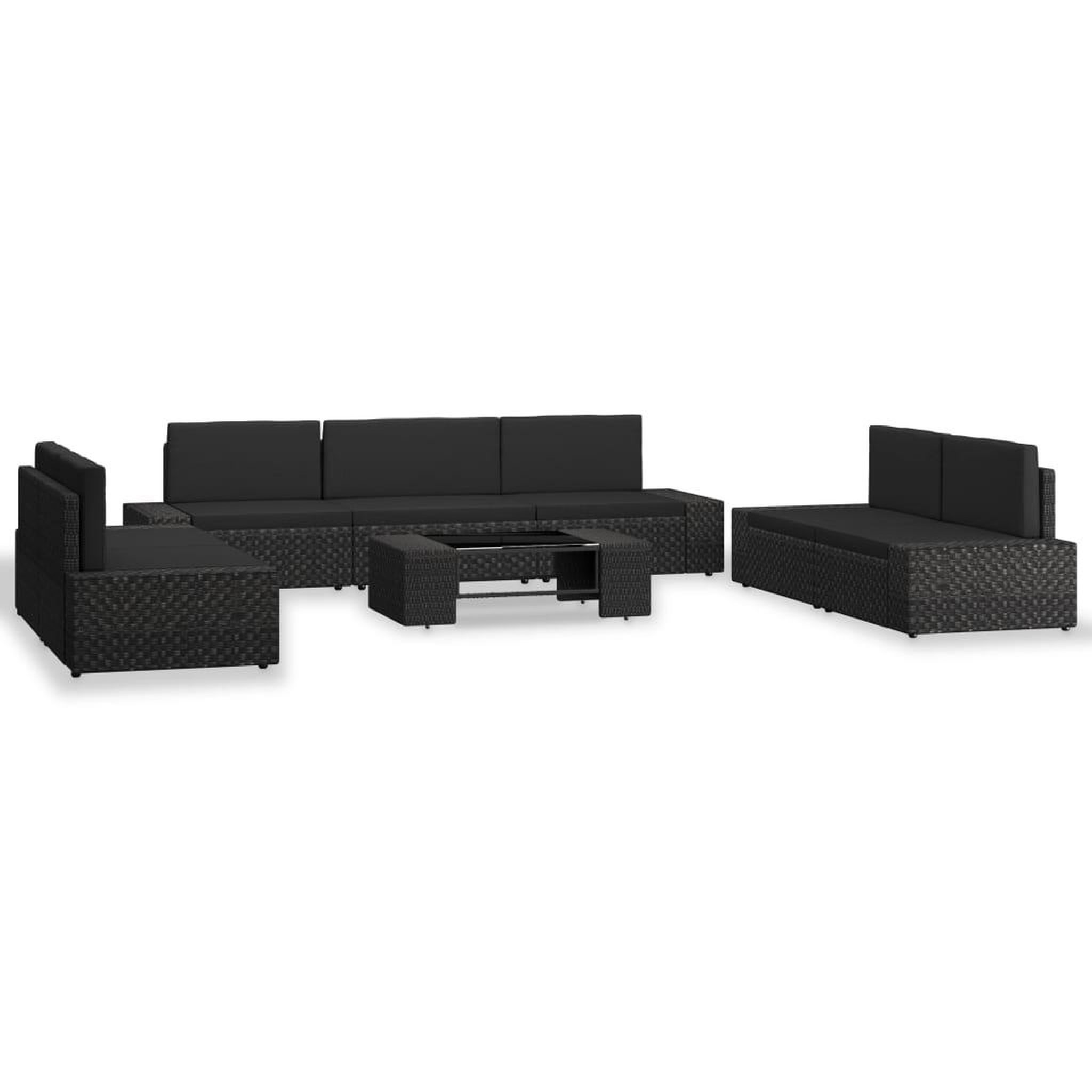 Voir la diapositive 1 : VIDAXL Salon de jardin 8 pcs Resine tressee Noir
